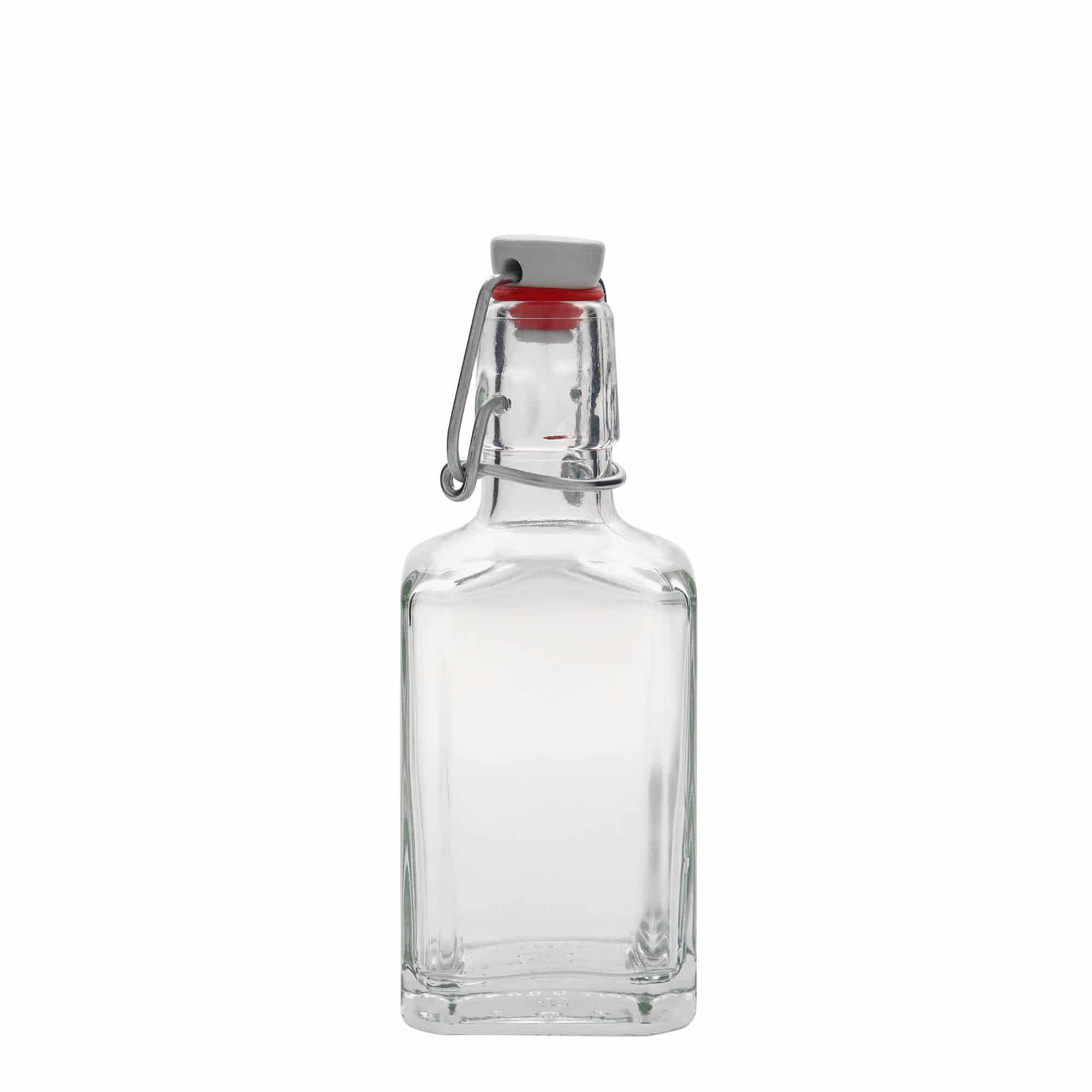 250 ml stiklinis butelis „Rialto“, kvadratinis, anga: užsegamas užraktas