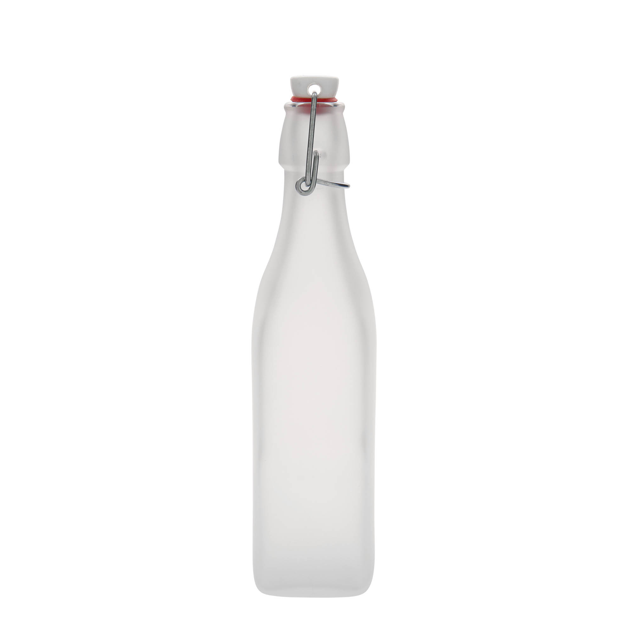 500 ml stiklinis butelis „Swing“, kvadratinis, baltas, anga: užsegamas užraktas 500 ml stiklinis butelis „Swing“, kvadratinis, baltas, anga: užsegamas užraktas