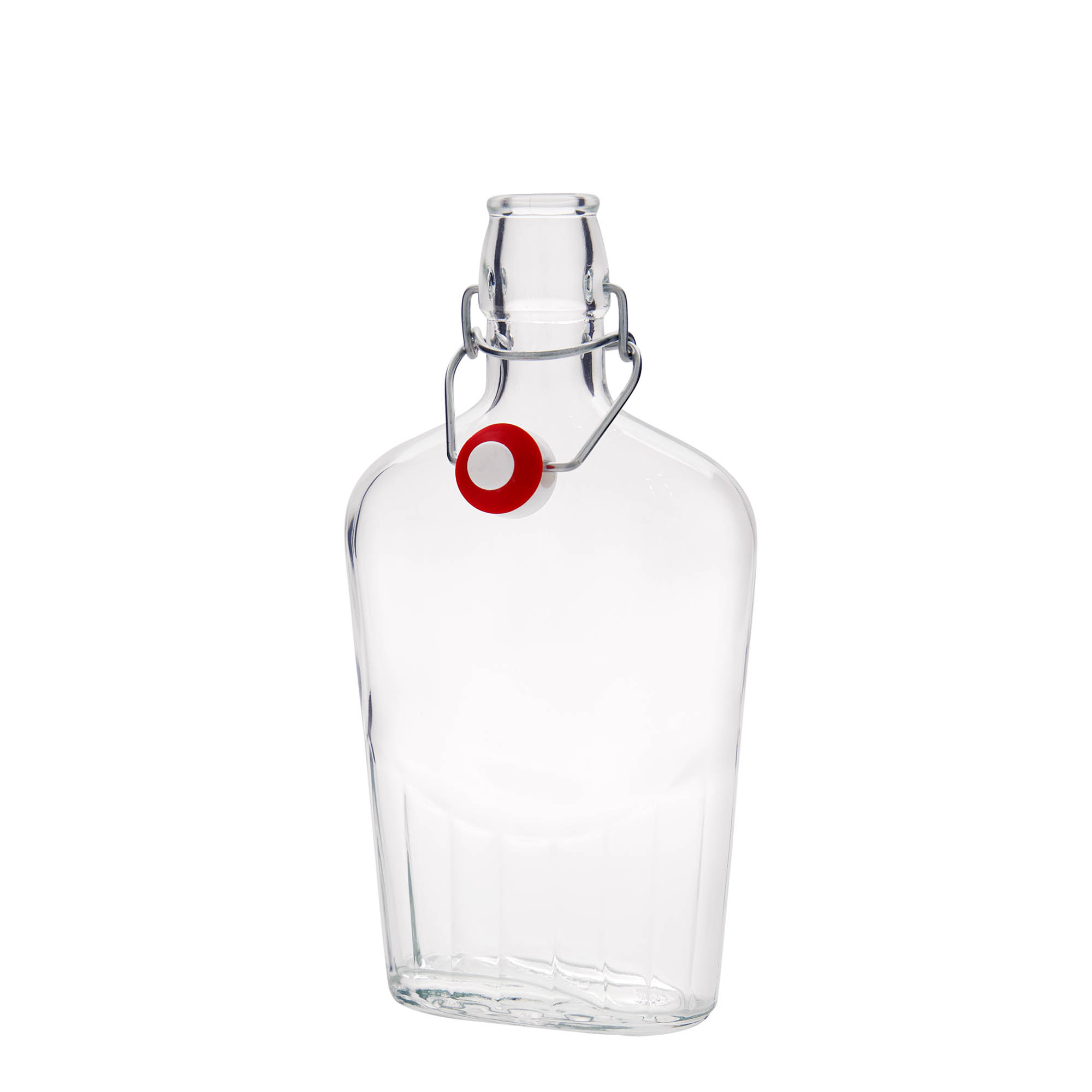 500 ml stiklinis butelis „Fiaschetta“, ovalus, kamštis: spaustuko uždarymas 500 ml stiklinis butelis „Fiaschetta“, ovalus, kamštis: spaustuko uždarymas