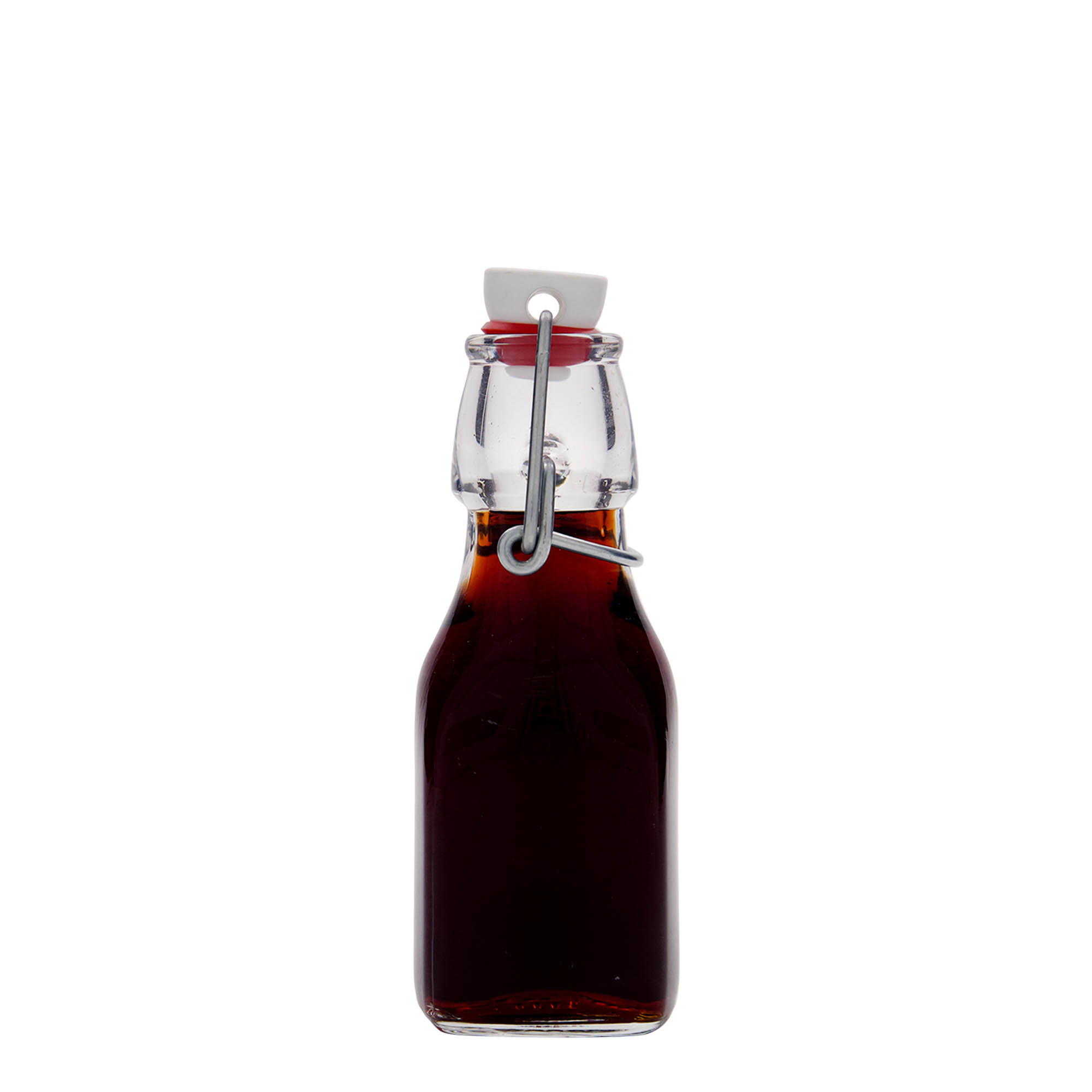 125 ml stiklinis buteliukas „Swing“, kvadratinis, anga: kablio uždarymas 125 ml stiklinis buteliukas „Swing“, kvadratinis, anga: kablio uždarymas