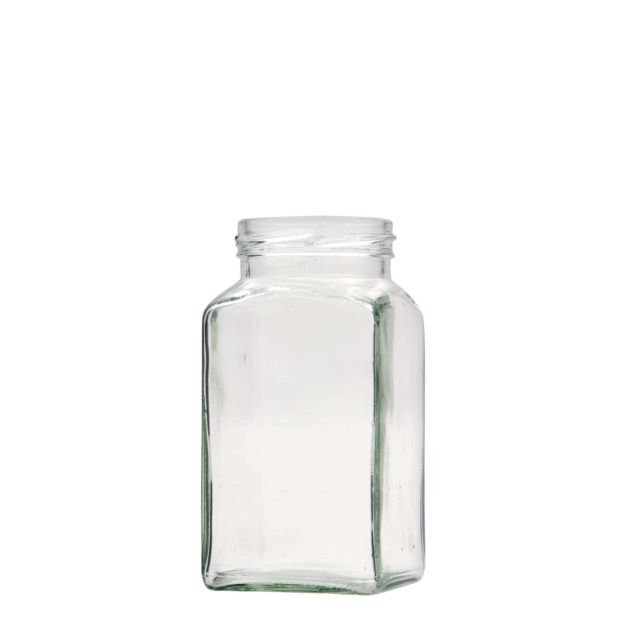 312 ml keturkampis stiklas, anga: sukamas dangtelis (TO 58)