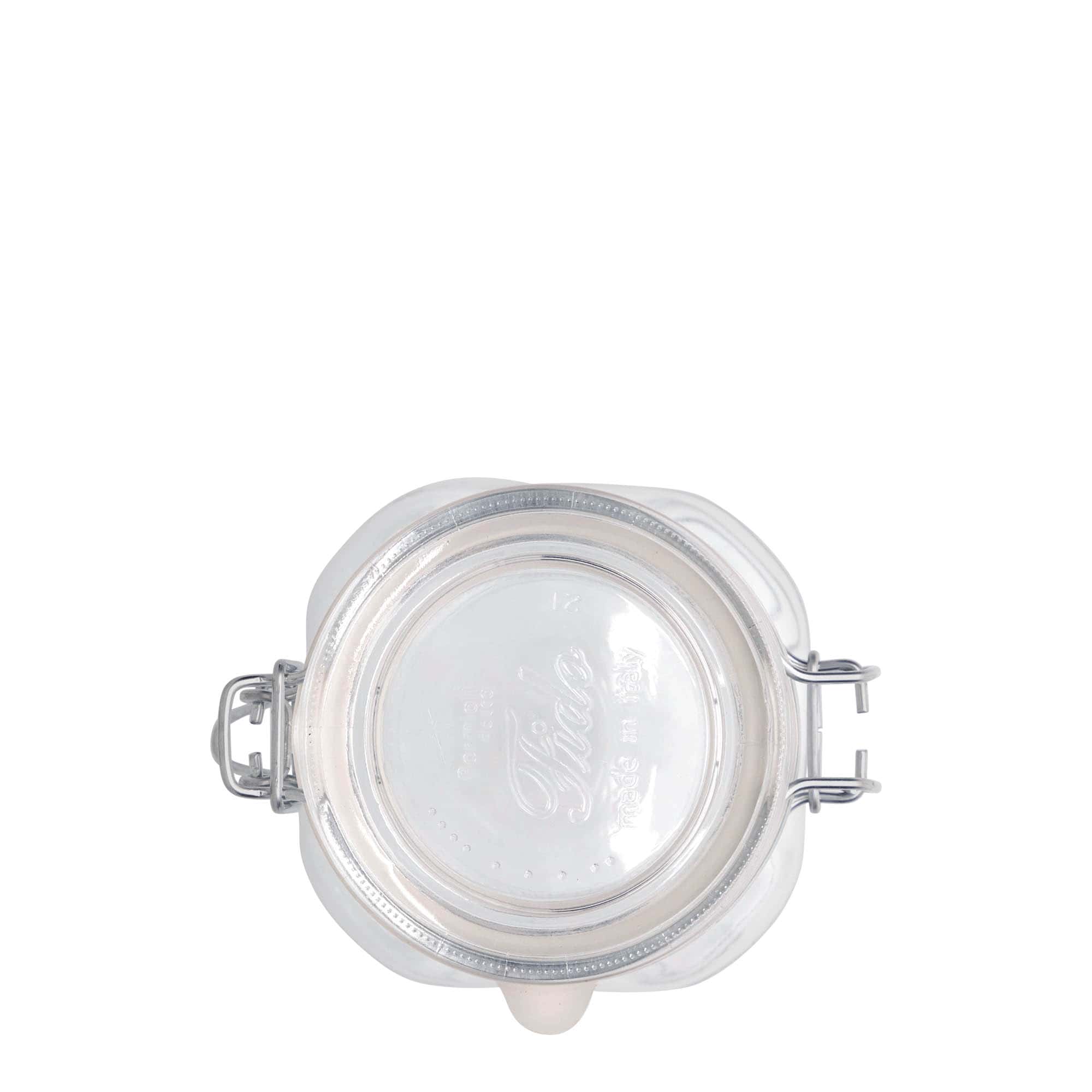 500 ml vielos užsegamas stiklainis „Fido“, kvadratinis, anga: vielos užsegimas