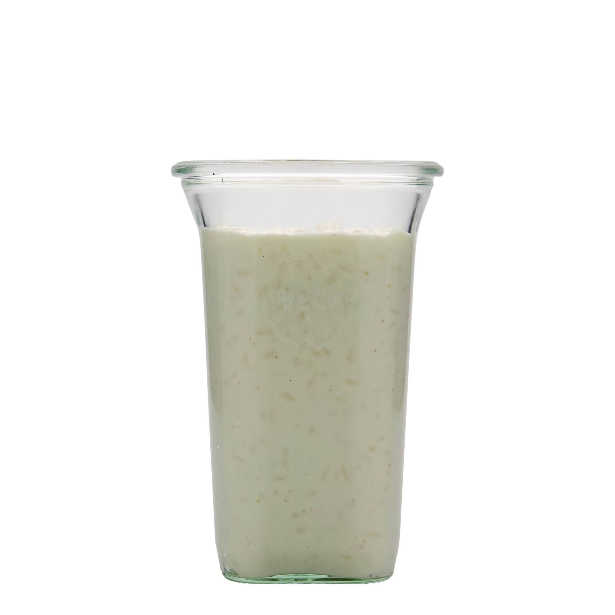 795 ml WECK keturkampis stiklainis, kvadratinis, burnos kraštas: apvalus kraštas