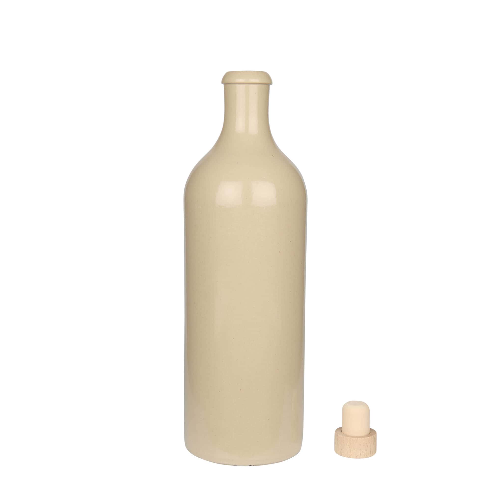 750 ml molinis ąsotis, keraminis, smėlio spalvos, burna: kamštis