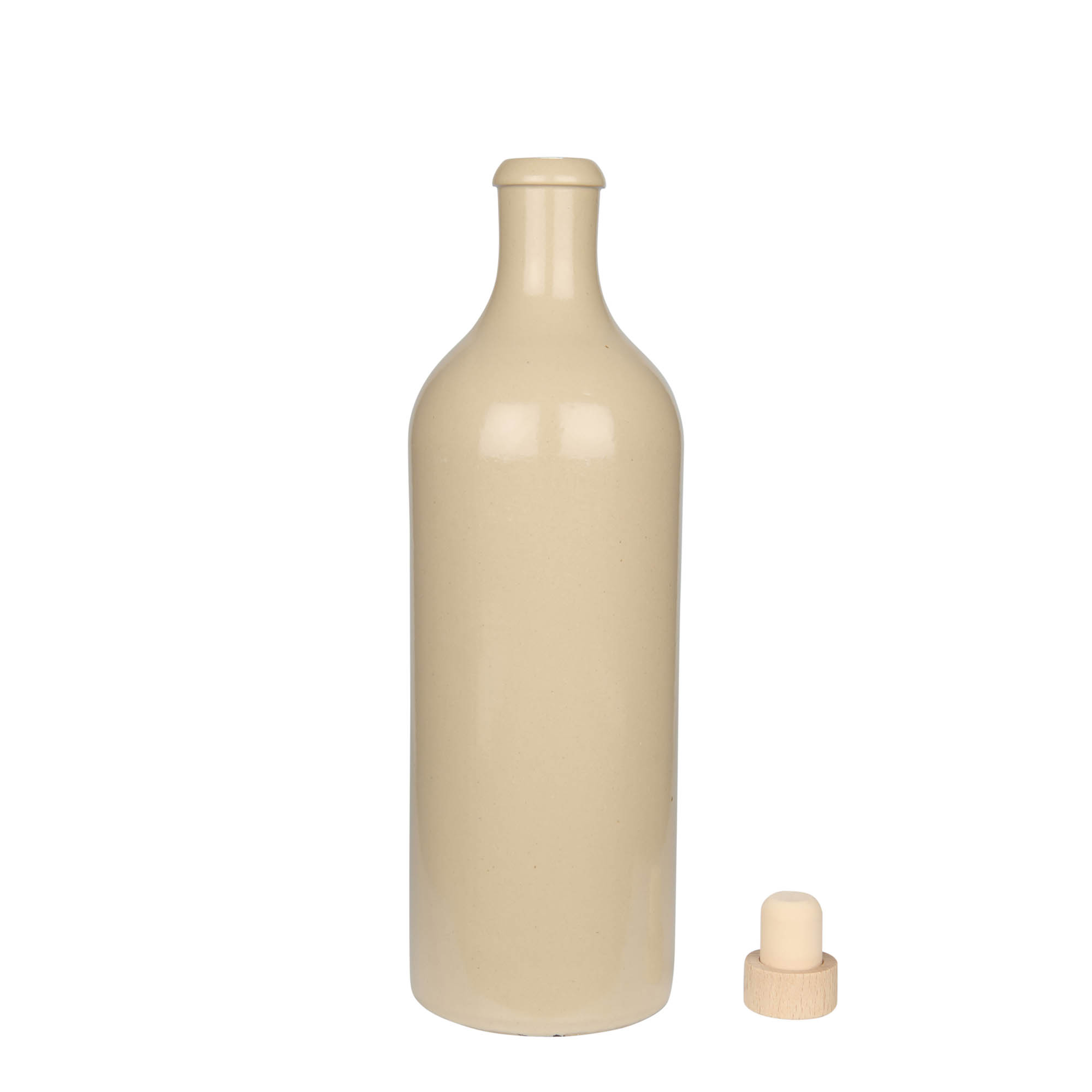 750 ml molinis ąsotis, keraminis, smėlio spalvos, burna: kamštis