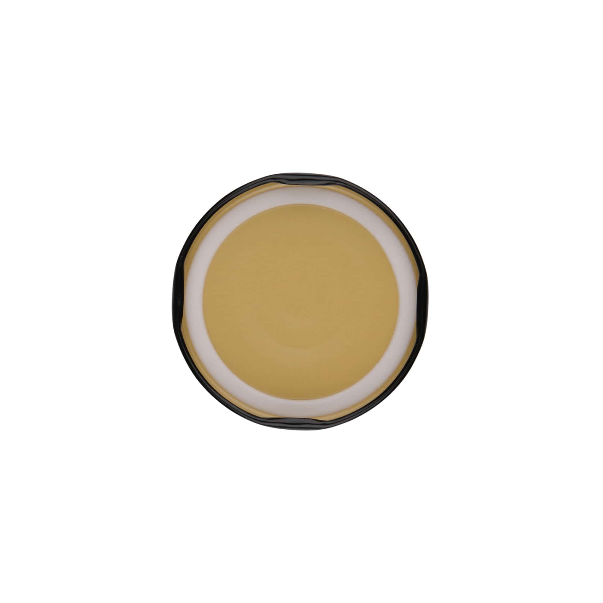 Twist-Off dangtelis, baltas lakštinis metalas, juodas, skirtas angai: TO 63 Twist-Off dangtelis, baltas lakštinis metalas, juodas, skirtas angai: TO 63