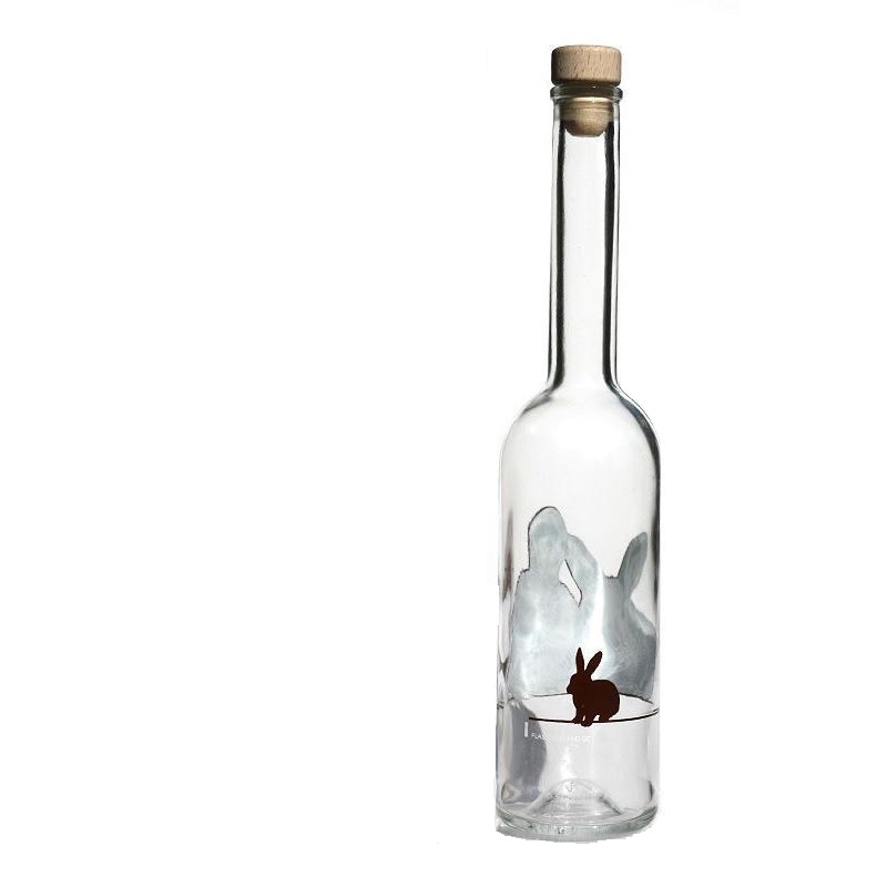 500 ml stiklinis butelis „Opera“, motyvas: triušis, kamštis