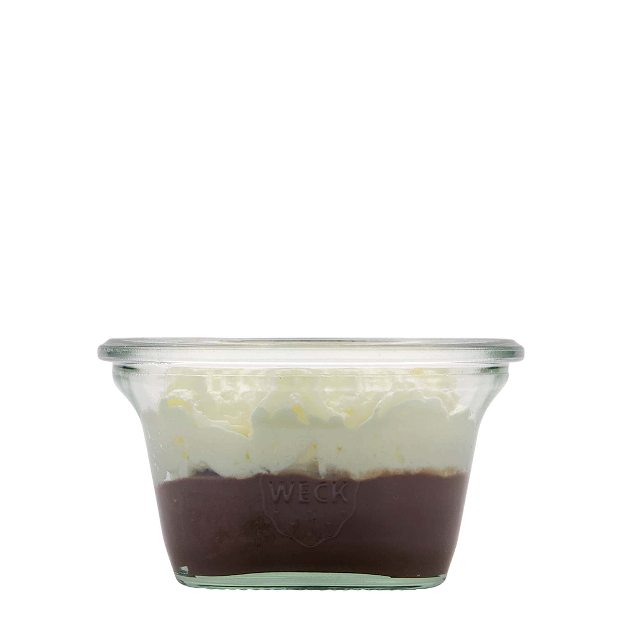290 ml WECK kvadratinis stiklainis, kvadratinis, anga: apvalus kraštelis