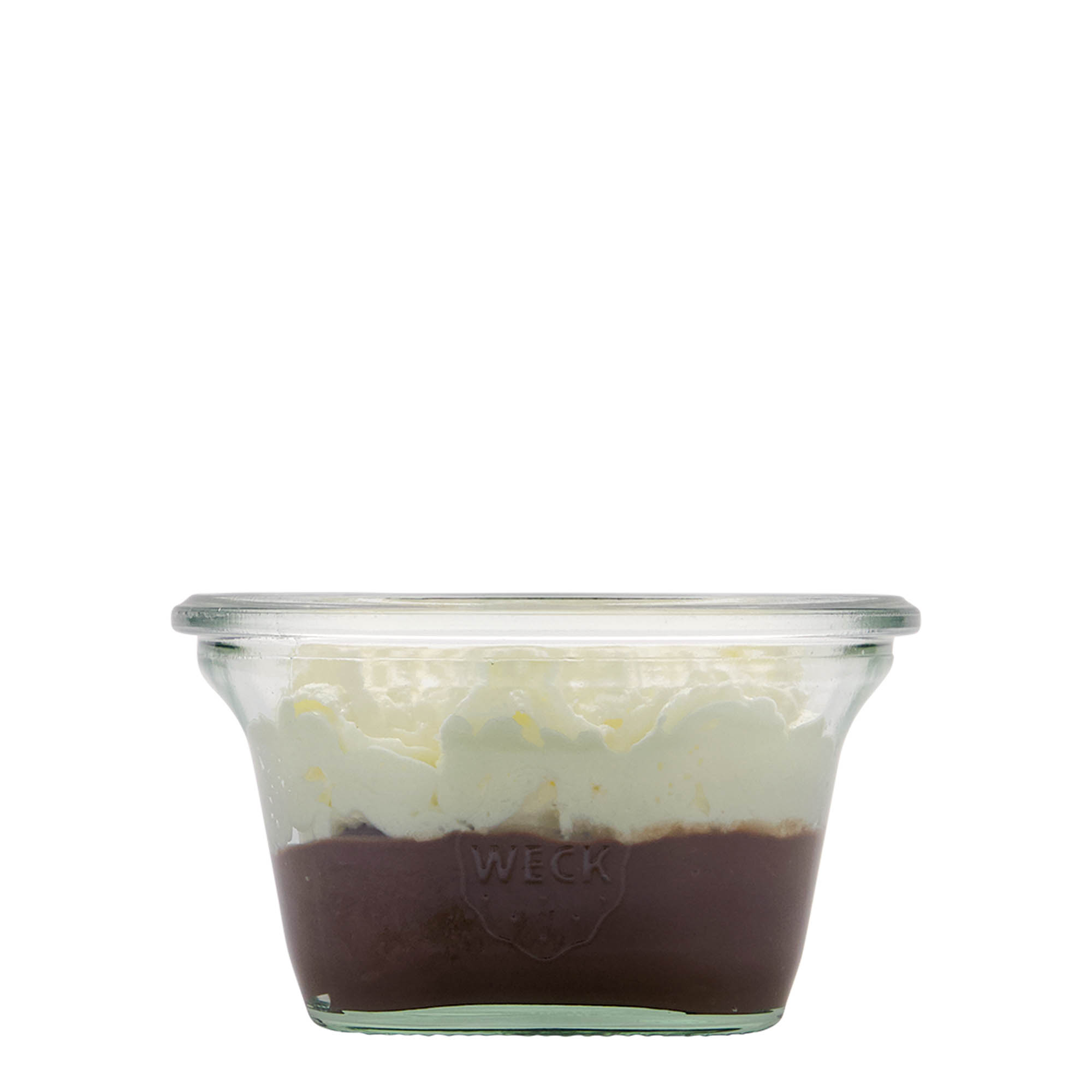 290 ml WECK kvadratinis stiklainis, kvadratinis, anga: apvalus kraštelis