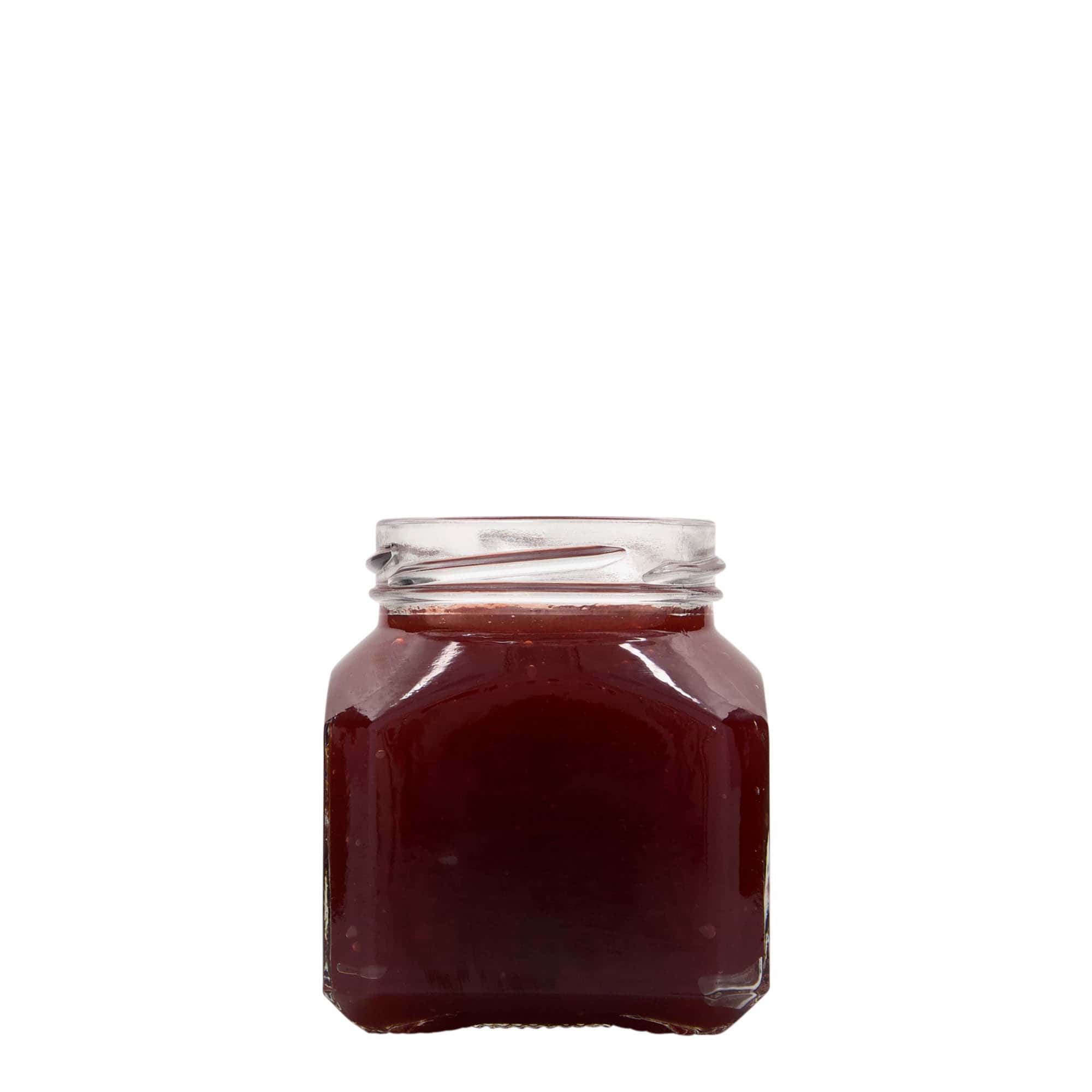 212 ml keturkampis stiklainis „Milanas“, atidarymas: sukamas dangtelis (TO 58)
