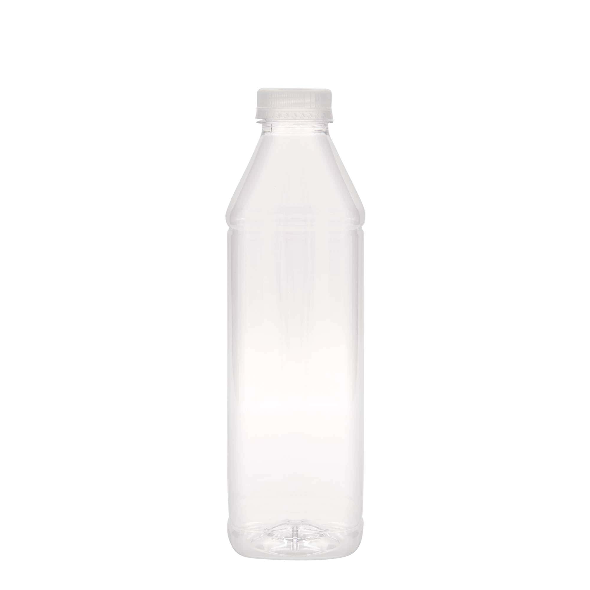 1.000 ml PET butelis „Milk and Juice Carré“, kvadratinis, plastikas, anga: 38 mm