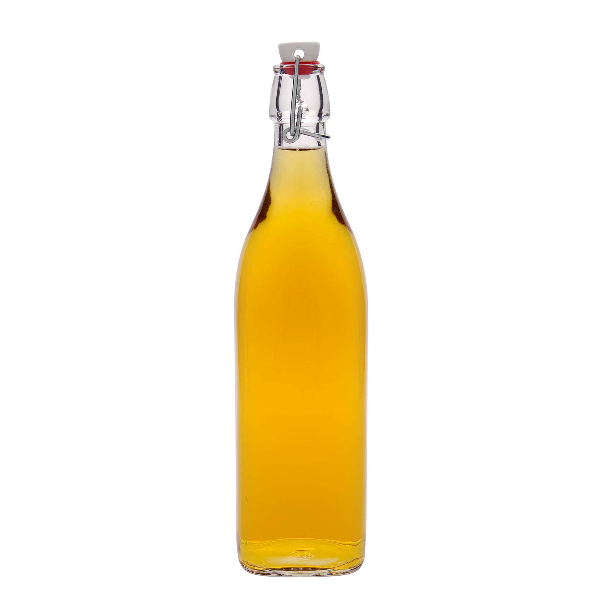 1.000 ml stiklinis butelis „Swing“, kvadratinis, anga: su užsegimu