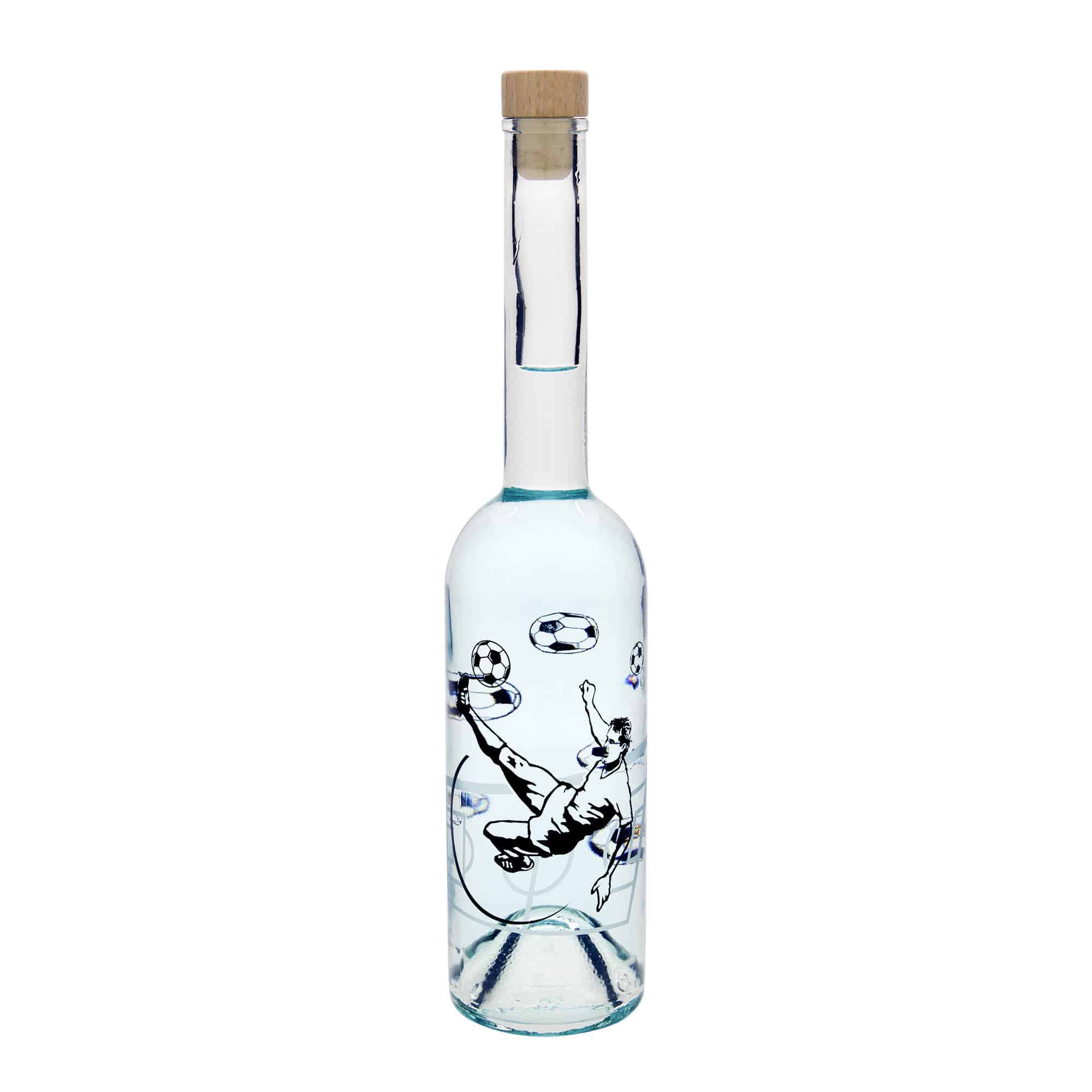 500 ml stiklinis butelis „Opera“, motyvas: futbolininkas, anga: kamštis