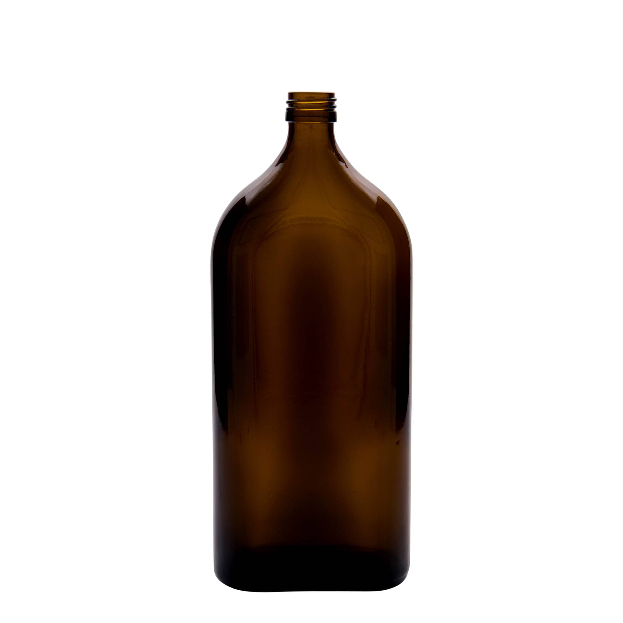 1.000 ml medicininis buteliukas Meplat, ovalus, stiklinis, rudas, anga: PP 28