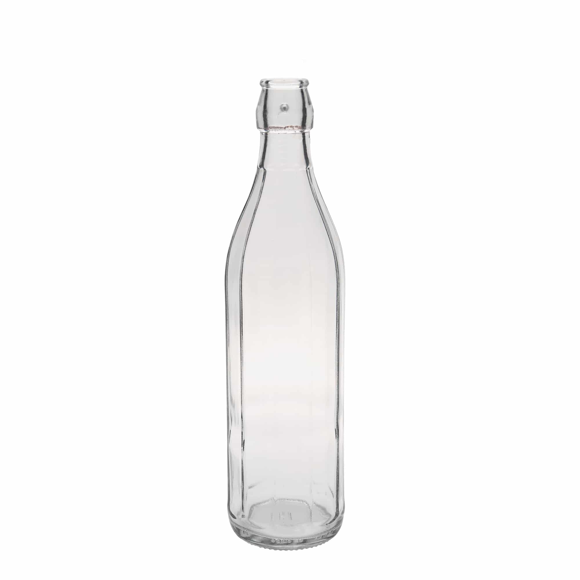 750 ml stiklinis butelis „Bravo“, dešimtkampis, anga: užsegamas užraktas