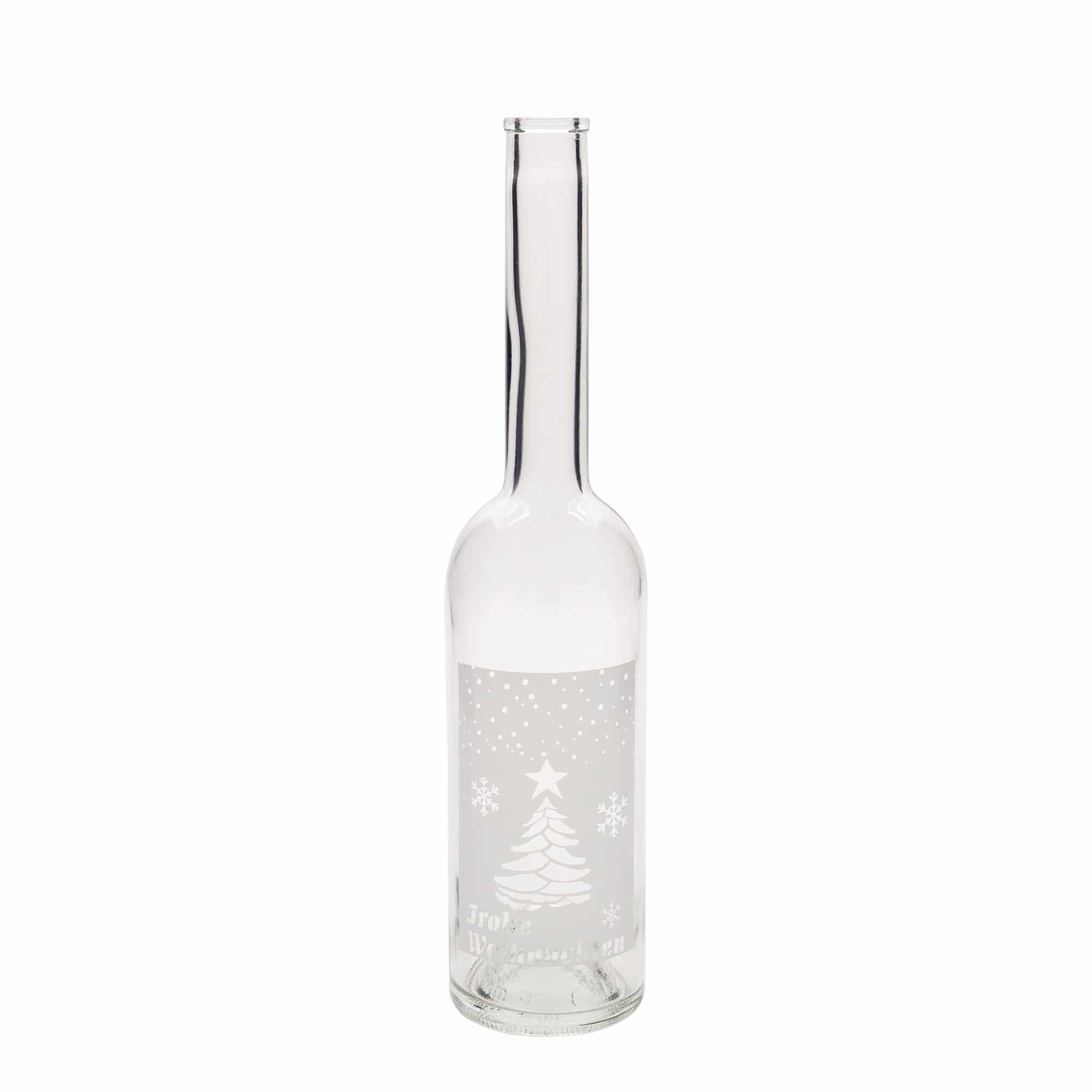 500 ml stiklinis butelis „Opera“, motyvas: Balta Kalėdos, kamštis: kamštis