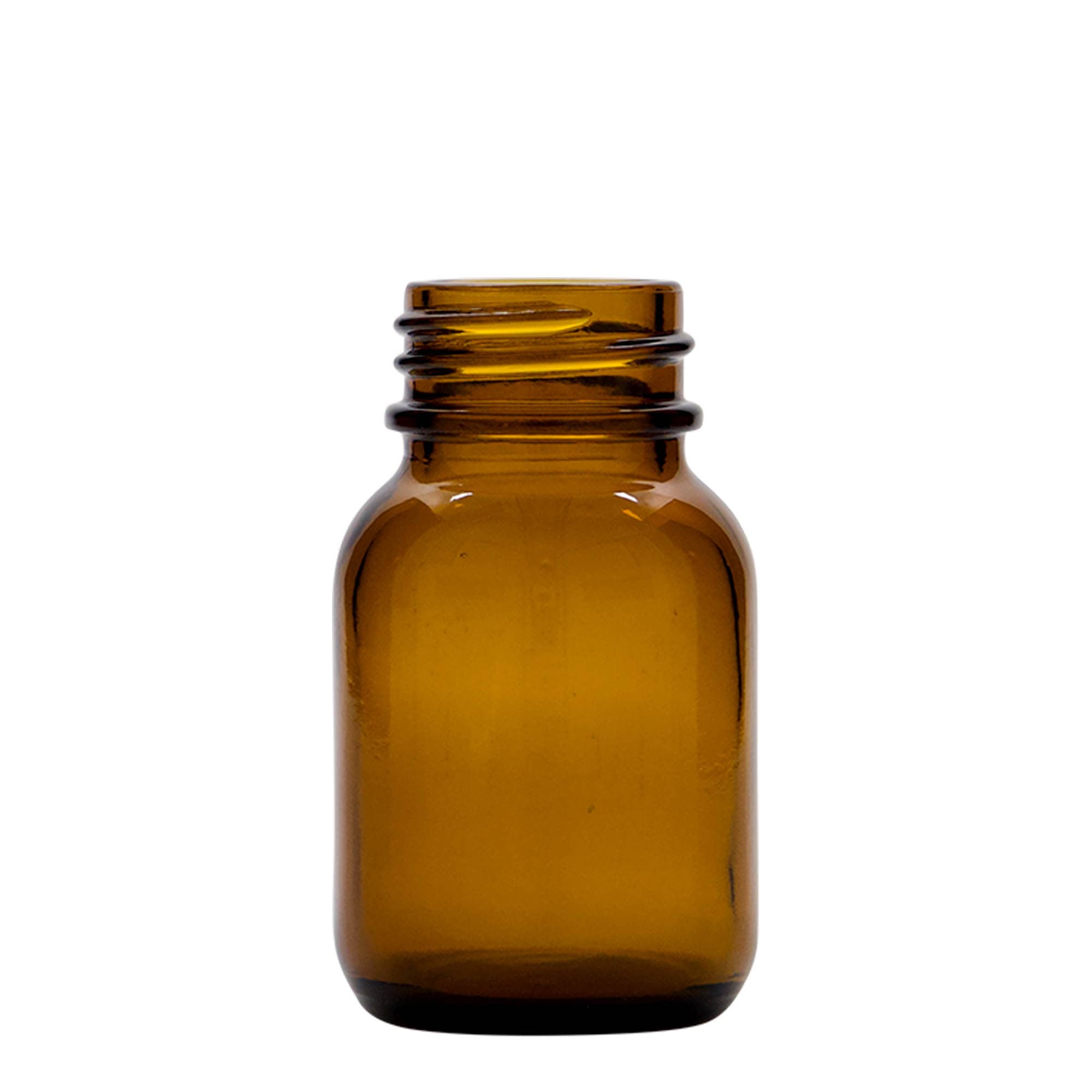 50 ml plačiakaklis stiklainis, rudas, anga: DIN 32