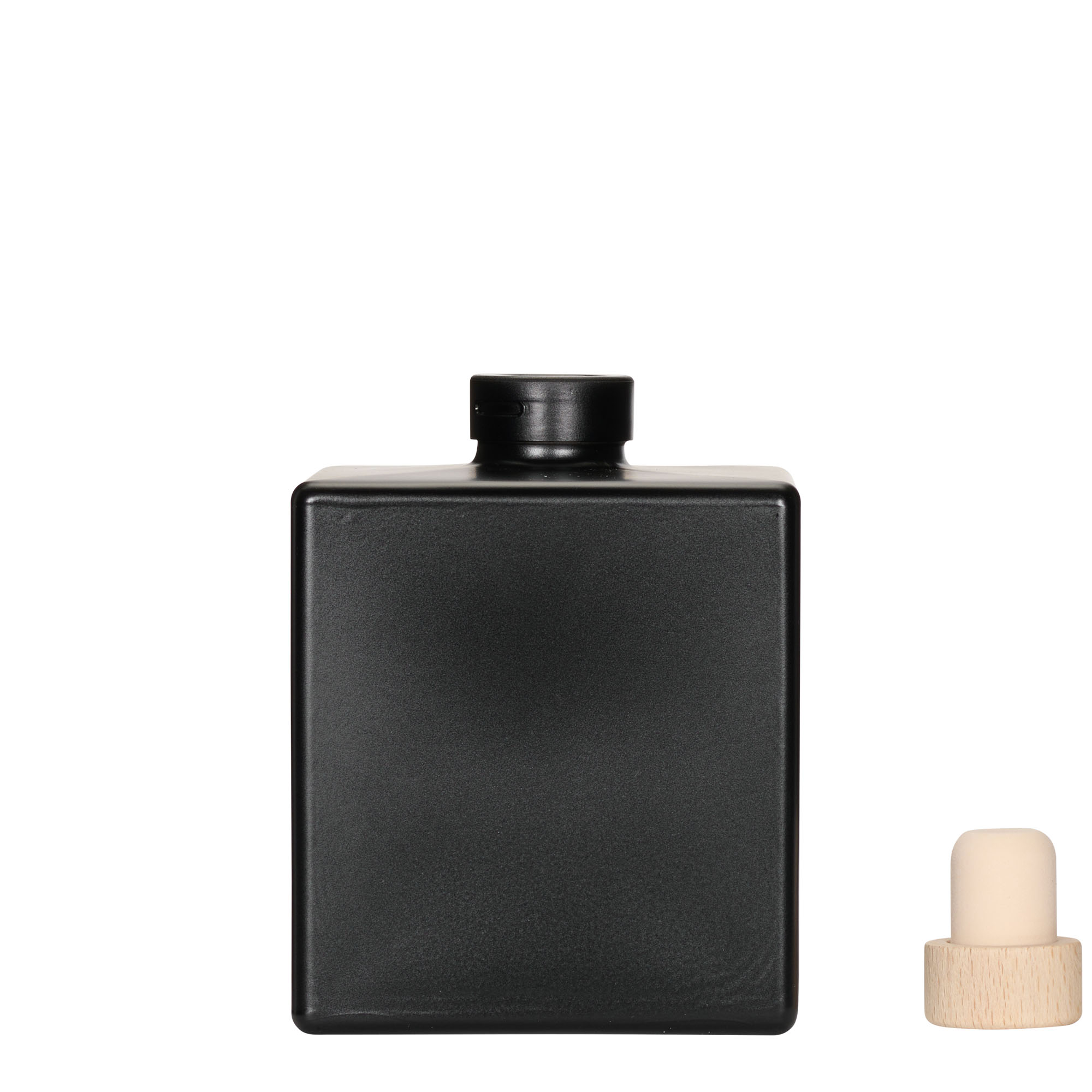 500 ml stiklinis butelis „Cube“, kvadratinis, juodas, anga: kamštis 500 ml stiklinis butelis „Cube“, kvadratinis, juodas, anga: kamštis
