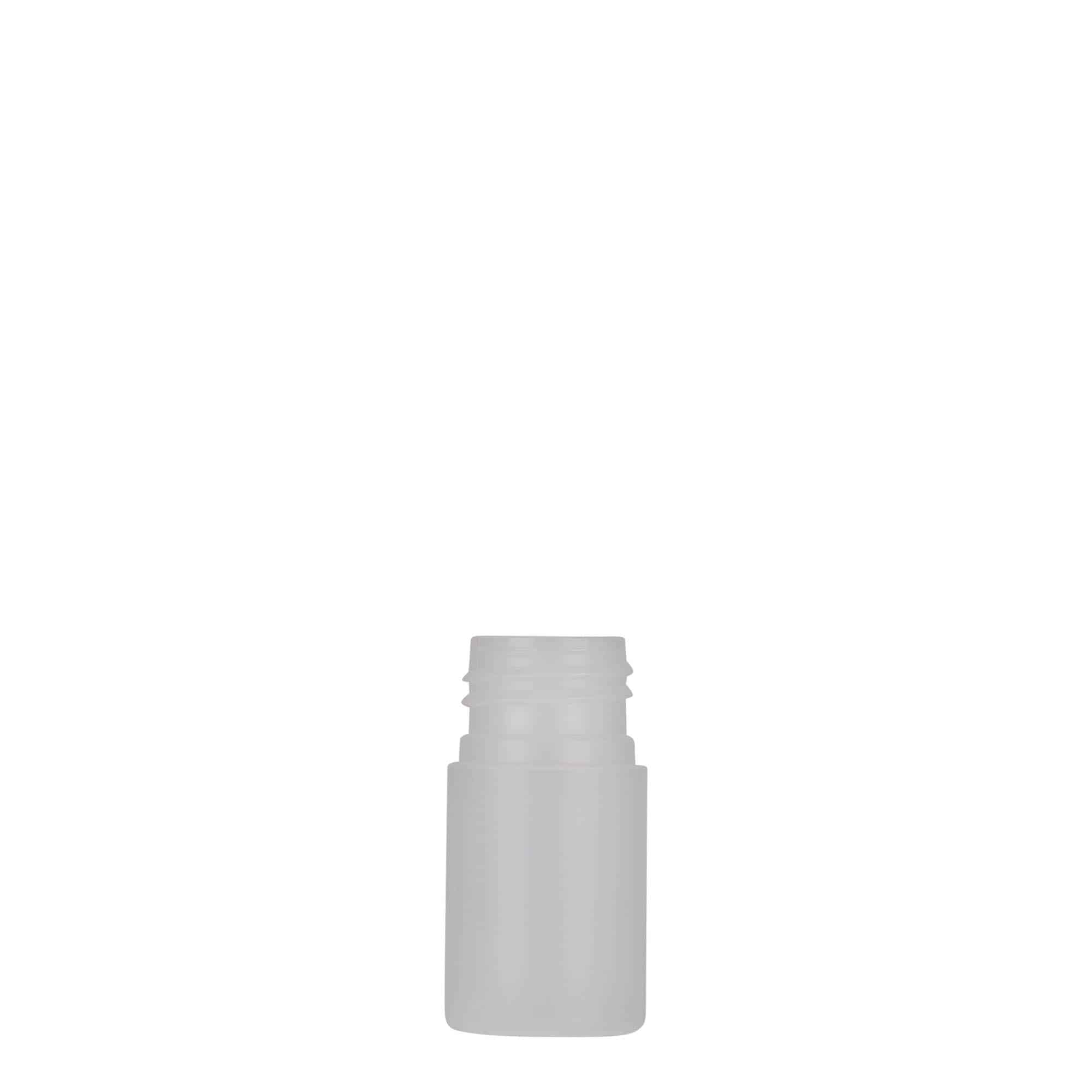 15 ml plastikinis buteliukas „Tuffy“, HDPE, natūralus, anga: 24/410