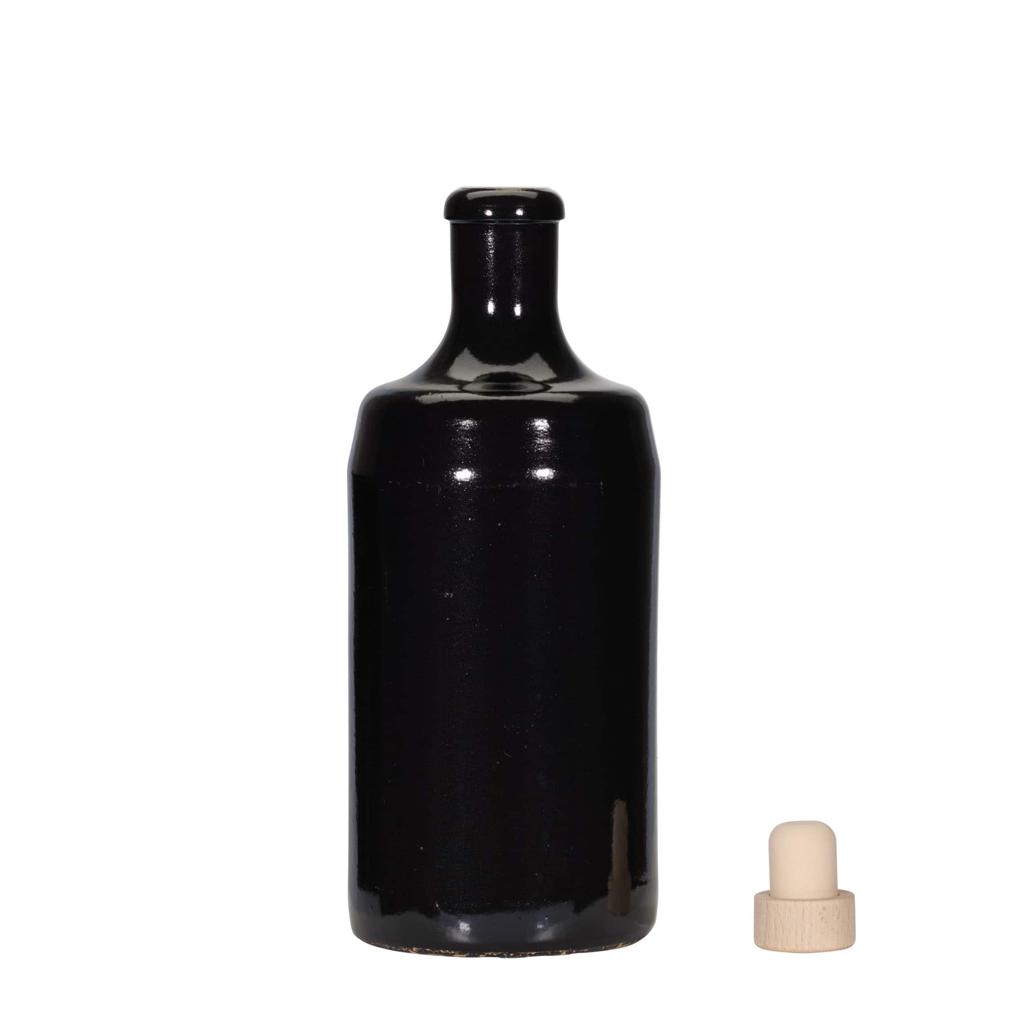 700 ml molio ąsotis „Calvados“, akmens masės, juodas, burna: kamštis 700 ml molio ąsotis „Calvados“, akmens masės, juodas, burna: kamštis