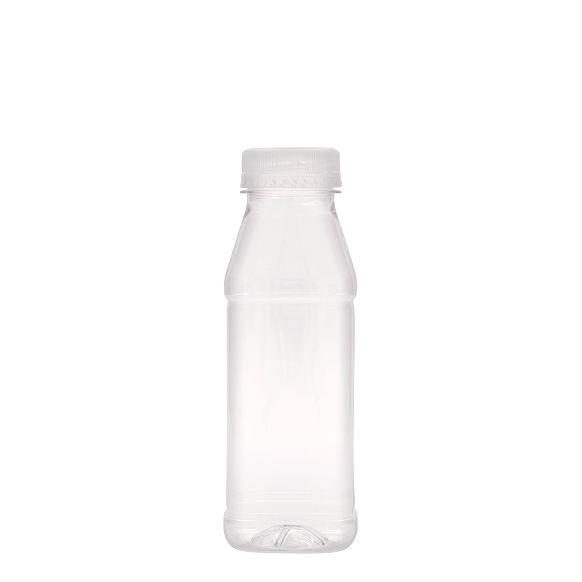330 ml PET butelis „Milk and Juice Carré“, kvadratinis, plastikinis, anga: 38 mm 330 ml PET butelis „Milk and Juice Carré“, kvadratinis, plastikinis, anga: 38 mm