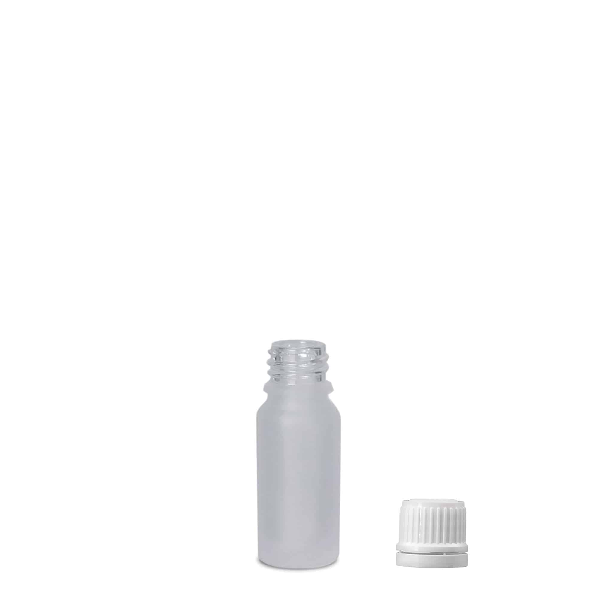 10 ml medicininis buteliukas, stiklas, matinis, burna: DIN 18