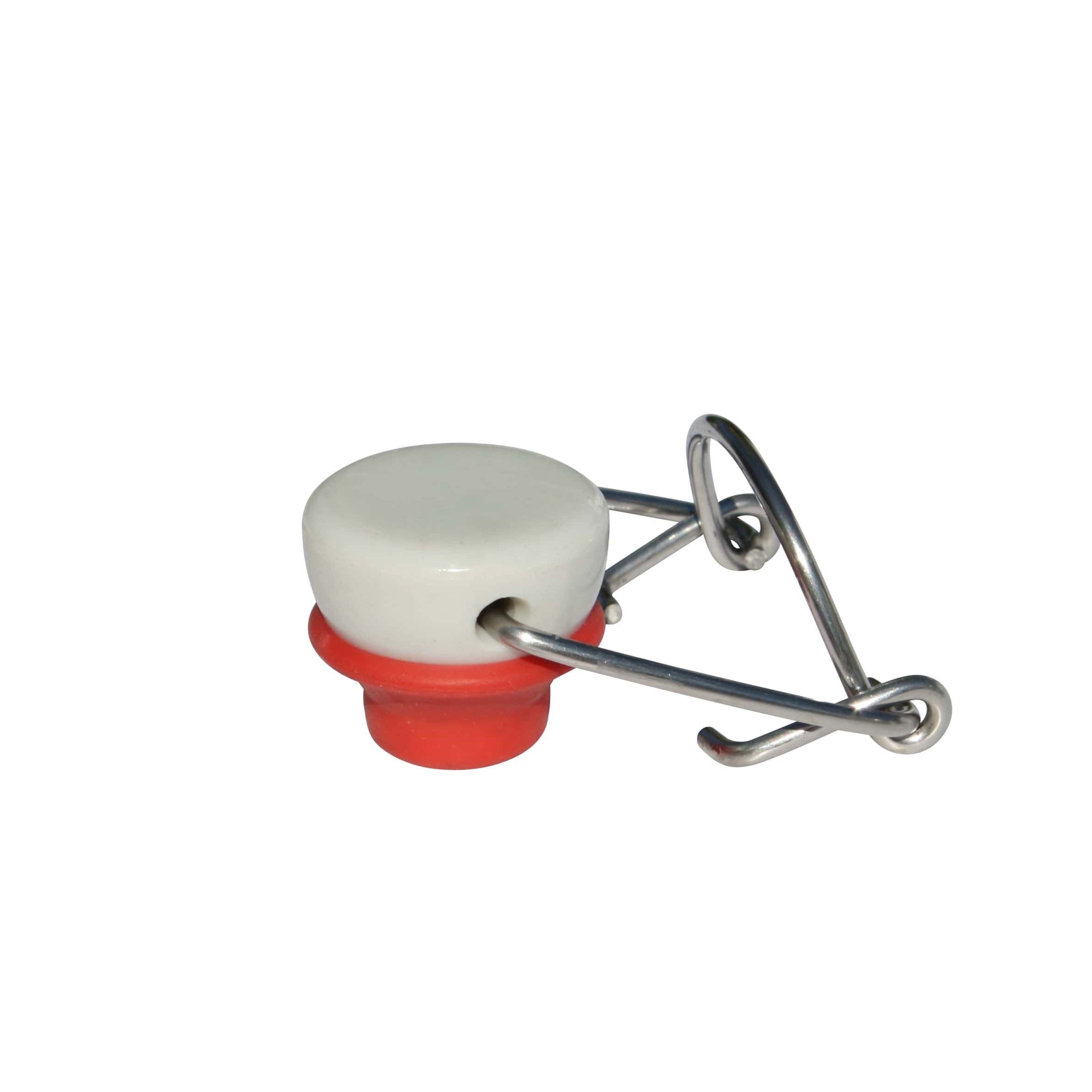 Spaustuko užsegimas, nestandartinis dydis, plastikas, raudona-balta Spaustuko užsegimas, nestandartinis dydis, plastikas, raudona-balta