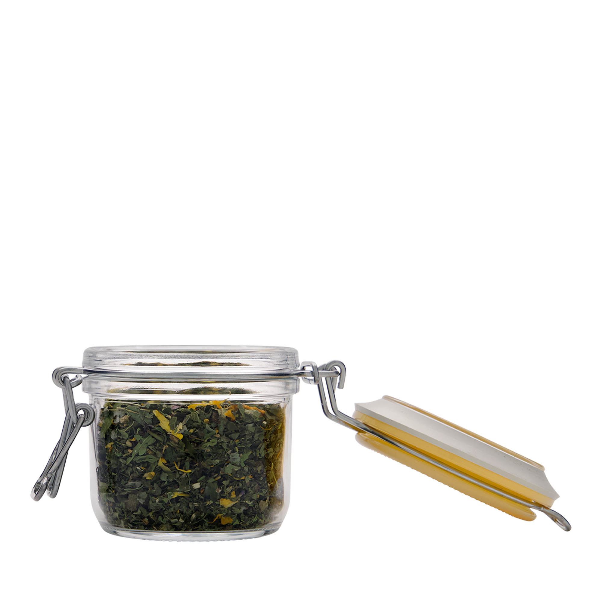 200 ml vielos užsegimo stiklainis „Fido“, geltonas, anga: vielos užsegimas 200 ml vielos užsegimo stiklainis „Fido“, geltonas, anga: vielos užsegimas