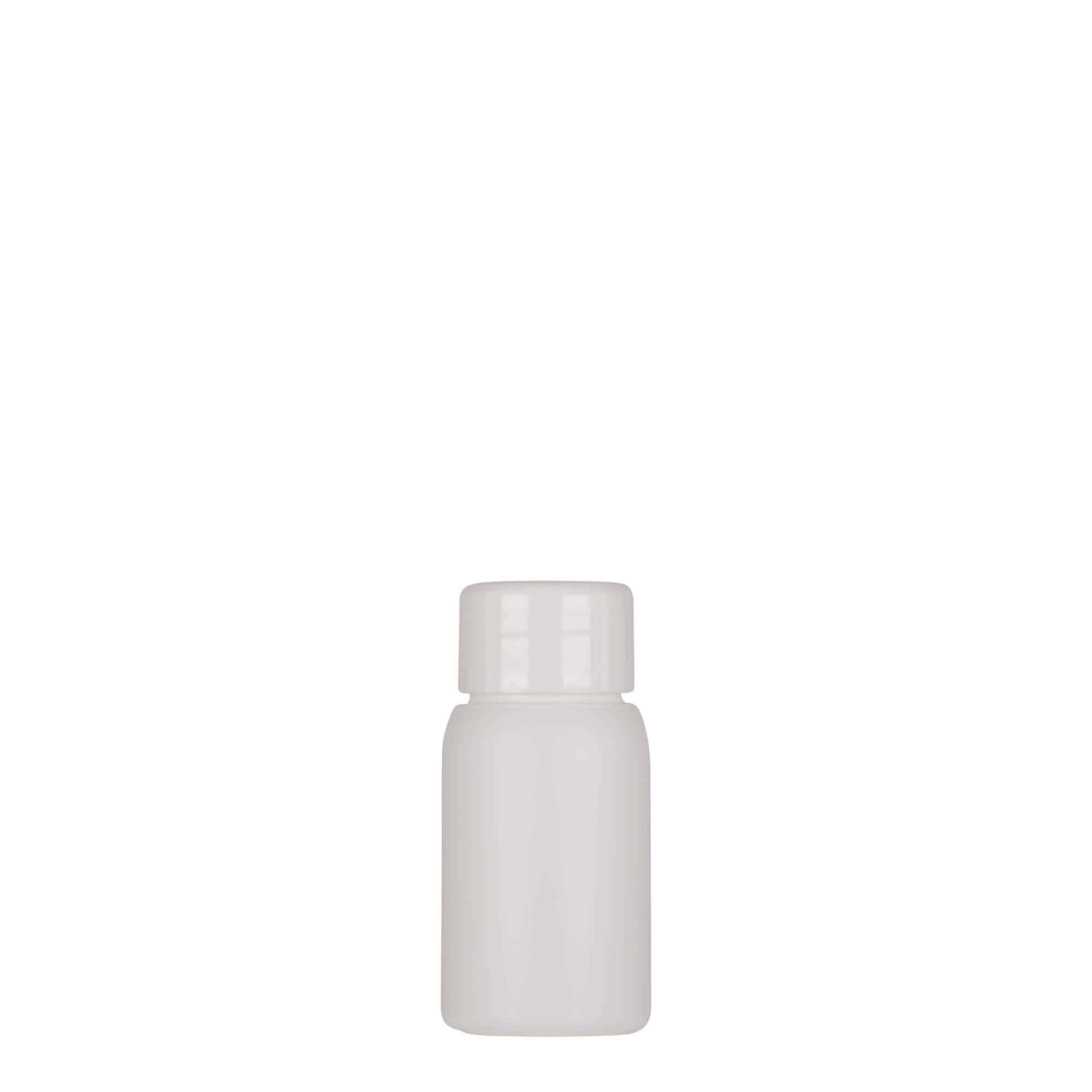 30 ml plastikinis buteliukas „Tuffy“, HDPE, baltas, burna: 24/410