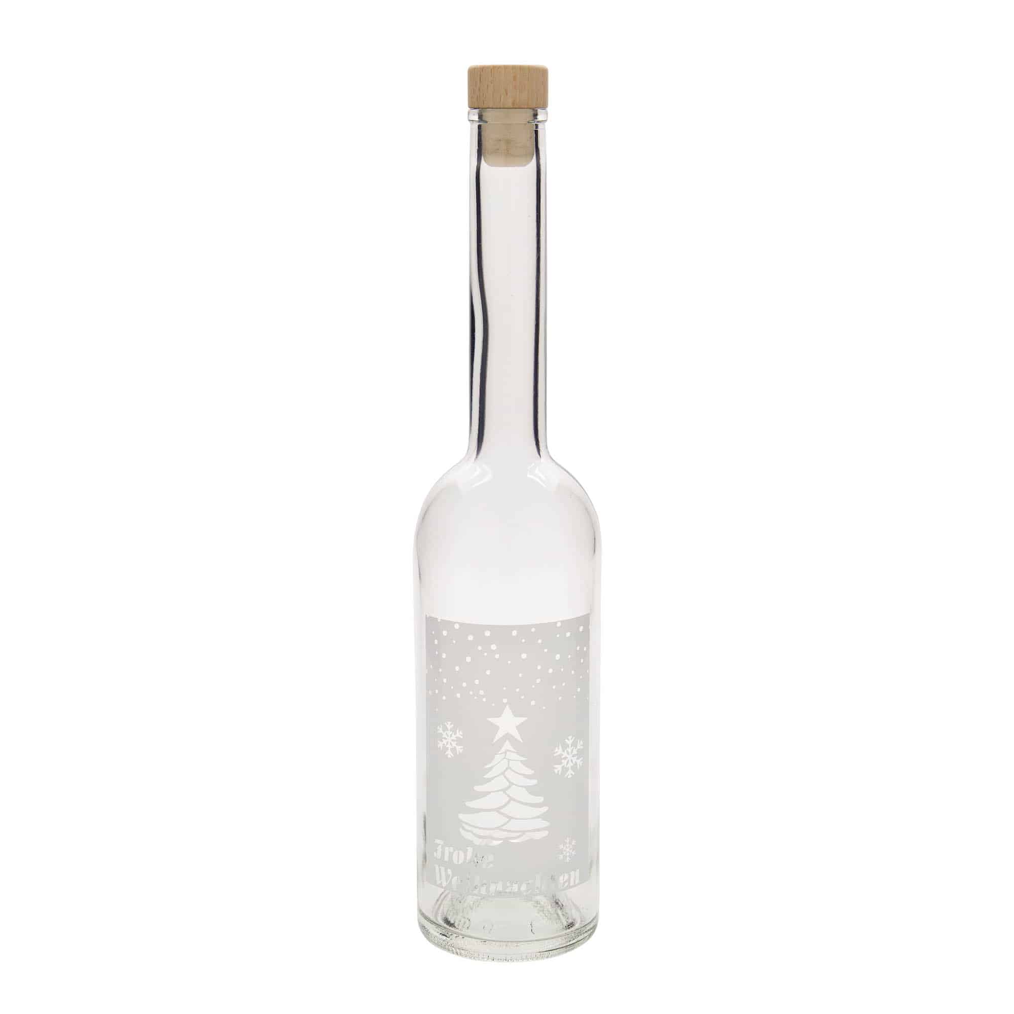 500 ml stiklinis butelis „Opera“, motyvas: Balta Kalėdos, kamštis: kamštis