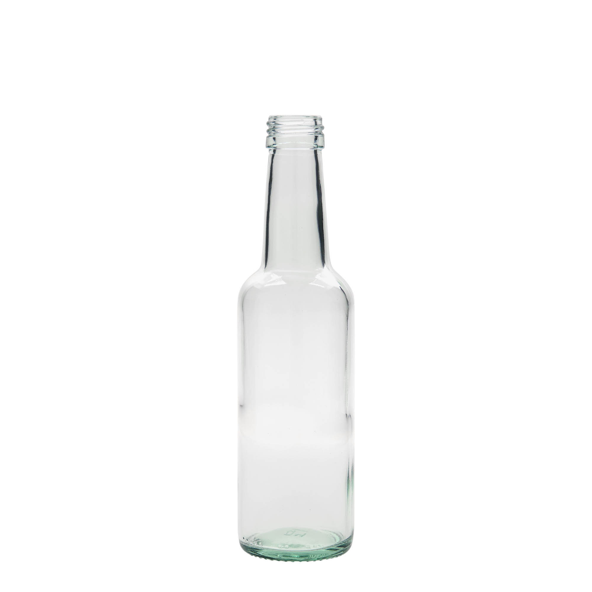 250 ml stiklinis butelis su tiesiu kakleliu, anga: PP 28 250 ml stiklinis butelis su tiesiu kakleliu, anga: PP 28