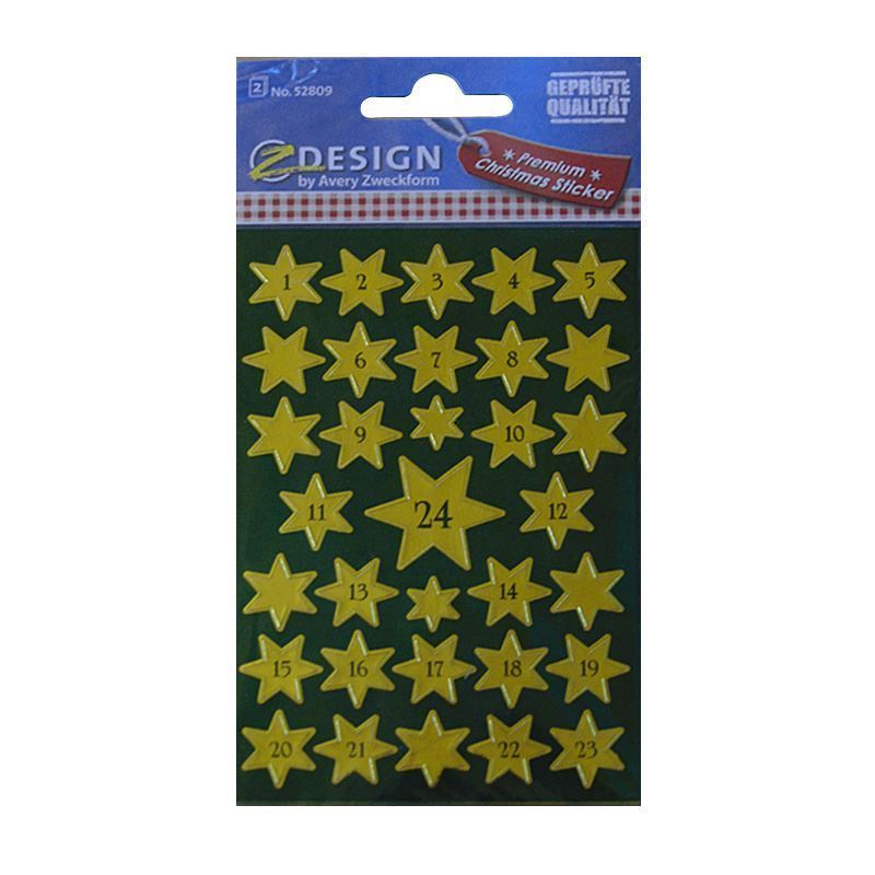 Zweckform lipdukai „Advento kalendorius 1-24“, popierius, auksinė spalva