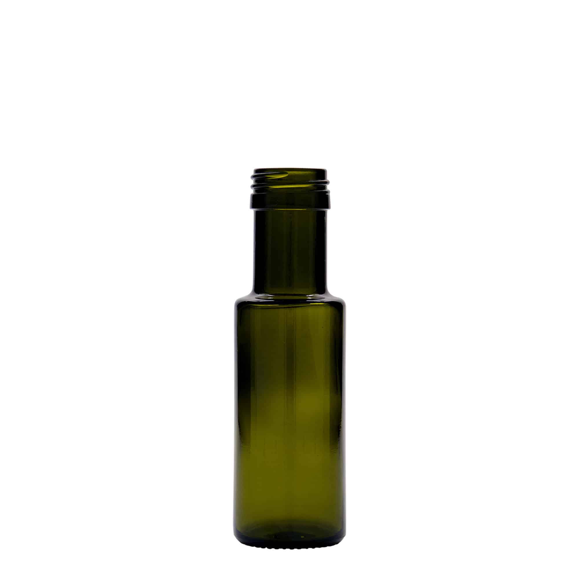 100 ml stiklinis buteliukas „Dorica“, antikinė žalia, burnos anga: PP 31,5