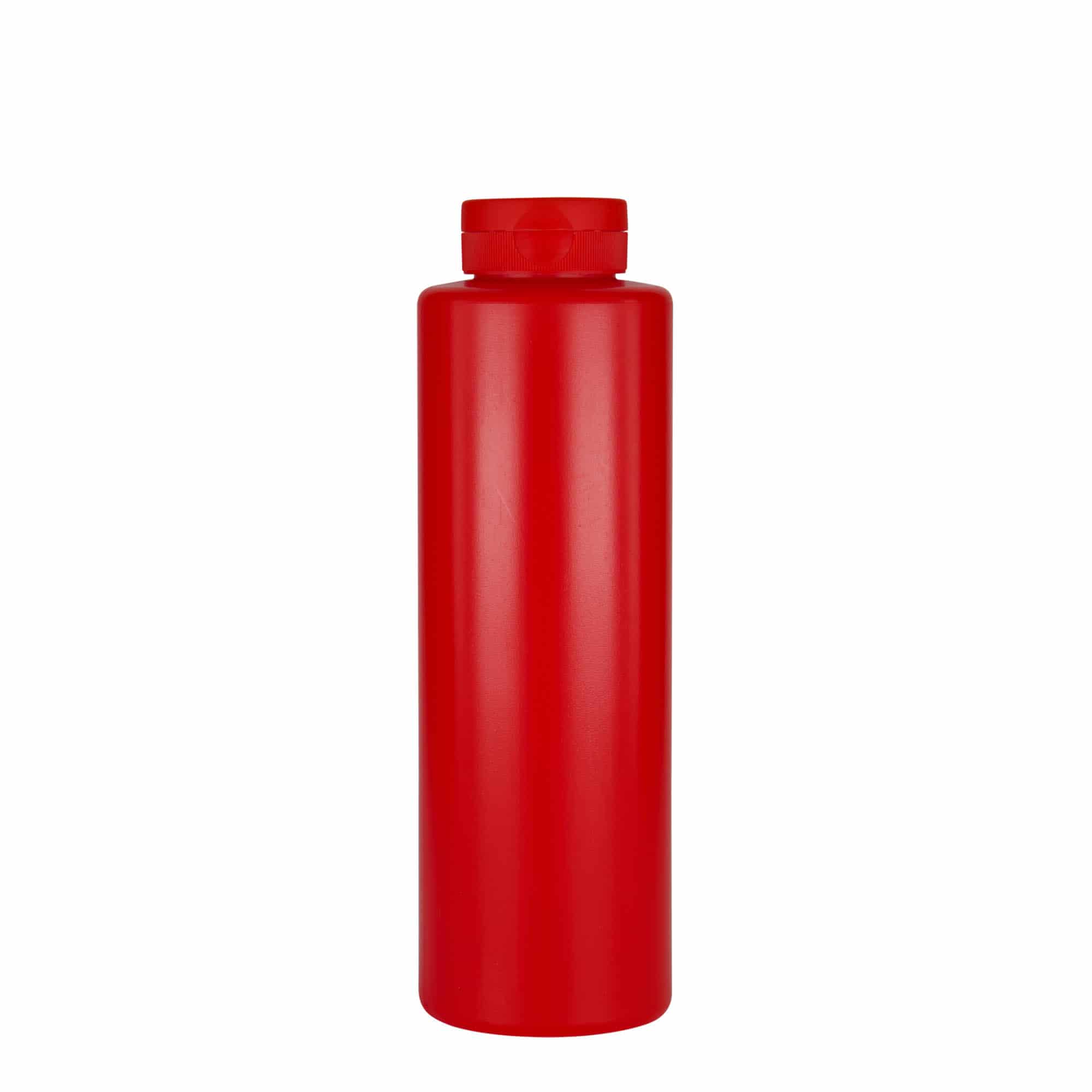 500 ml padažo buteliukas, LDPE plastikas, raudonas, anga: 38/400