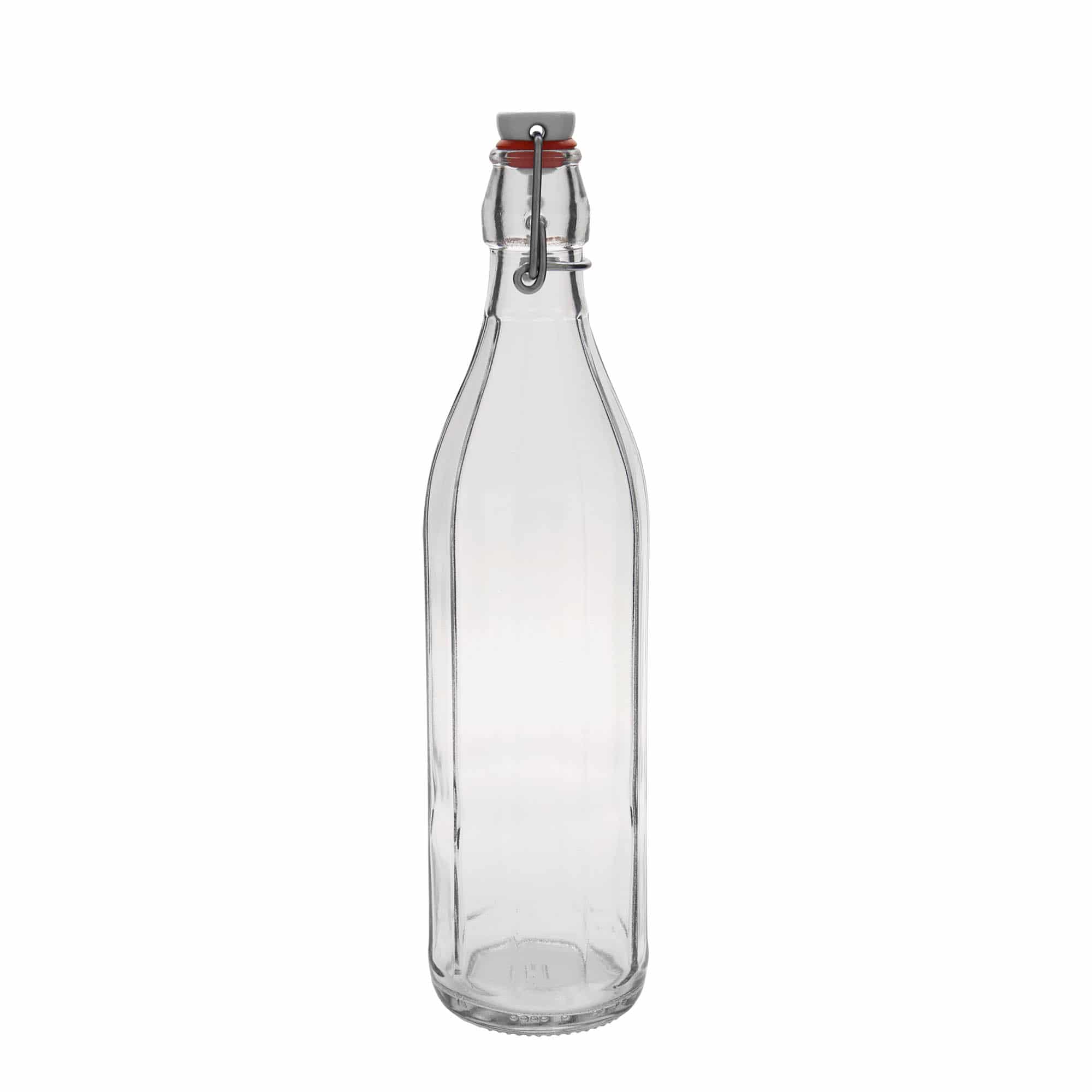 750 ml stiklinis butelis „Bravo“, dešimtkampis, anga: užsegamas užraktas