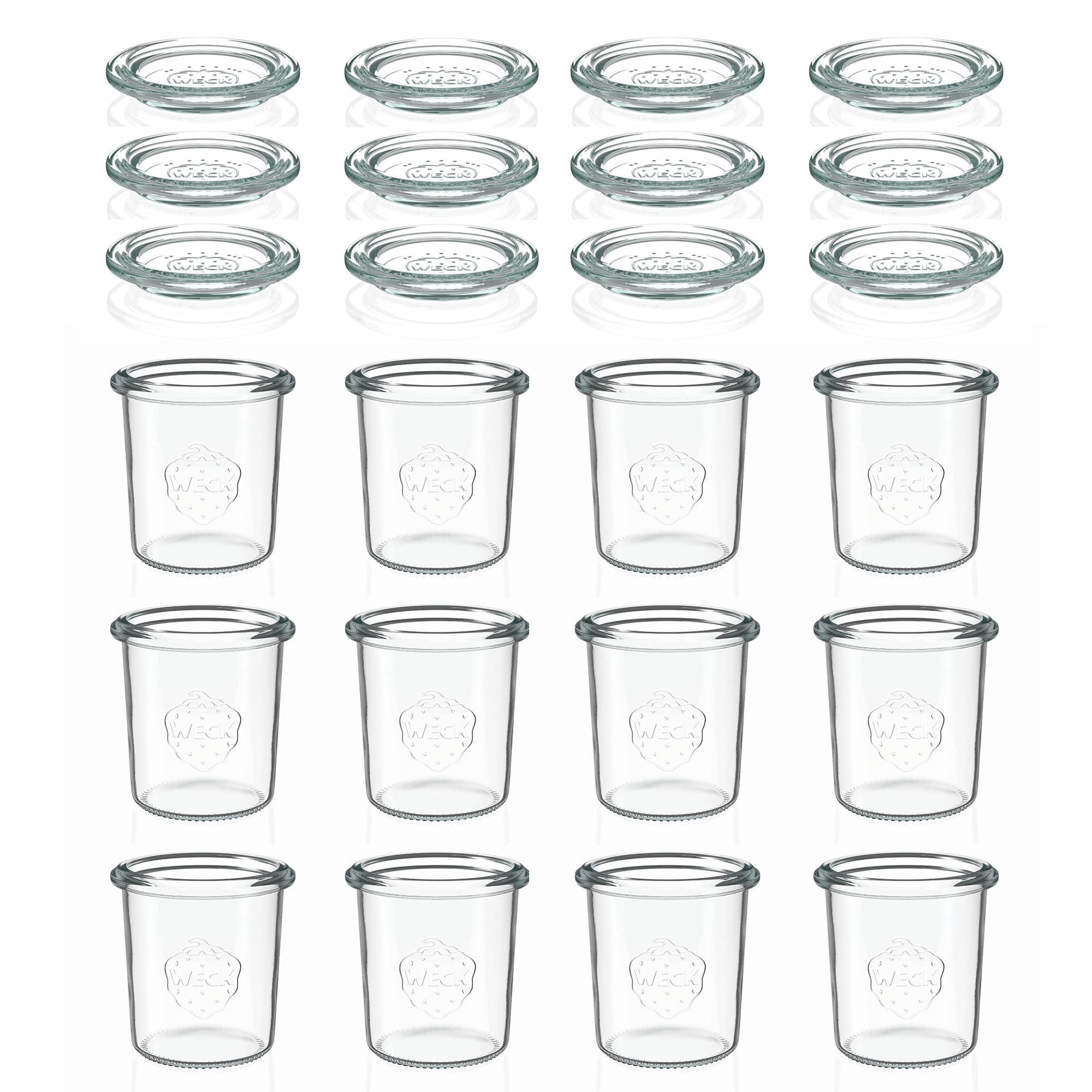 12x 160 ml WECK-stiklainis su plačiu burnu su stiklo dangteliu RR 60