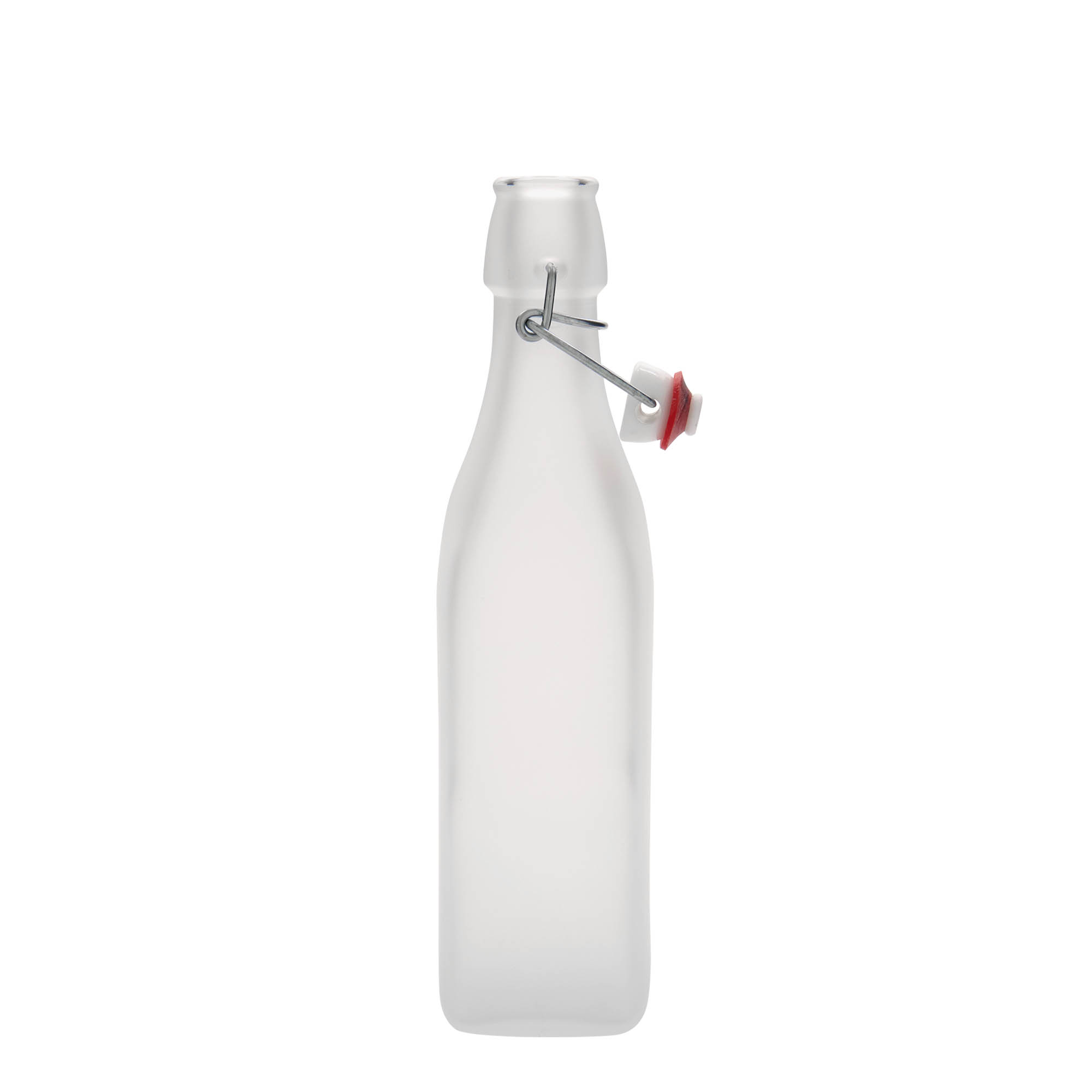 500 ml stiklinis butelis „Swing“, kvadratinis, baltas, anga: užsegamas užraktas 500 ml stiklinis butelis „Swing“, kvadratinis, baltas, anga: užsegamas užraktas