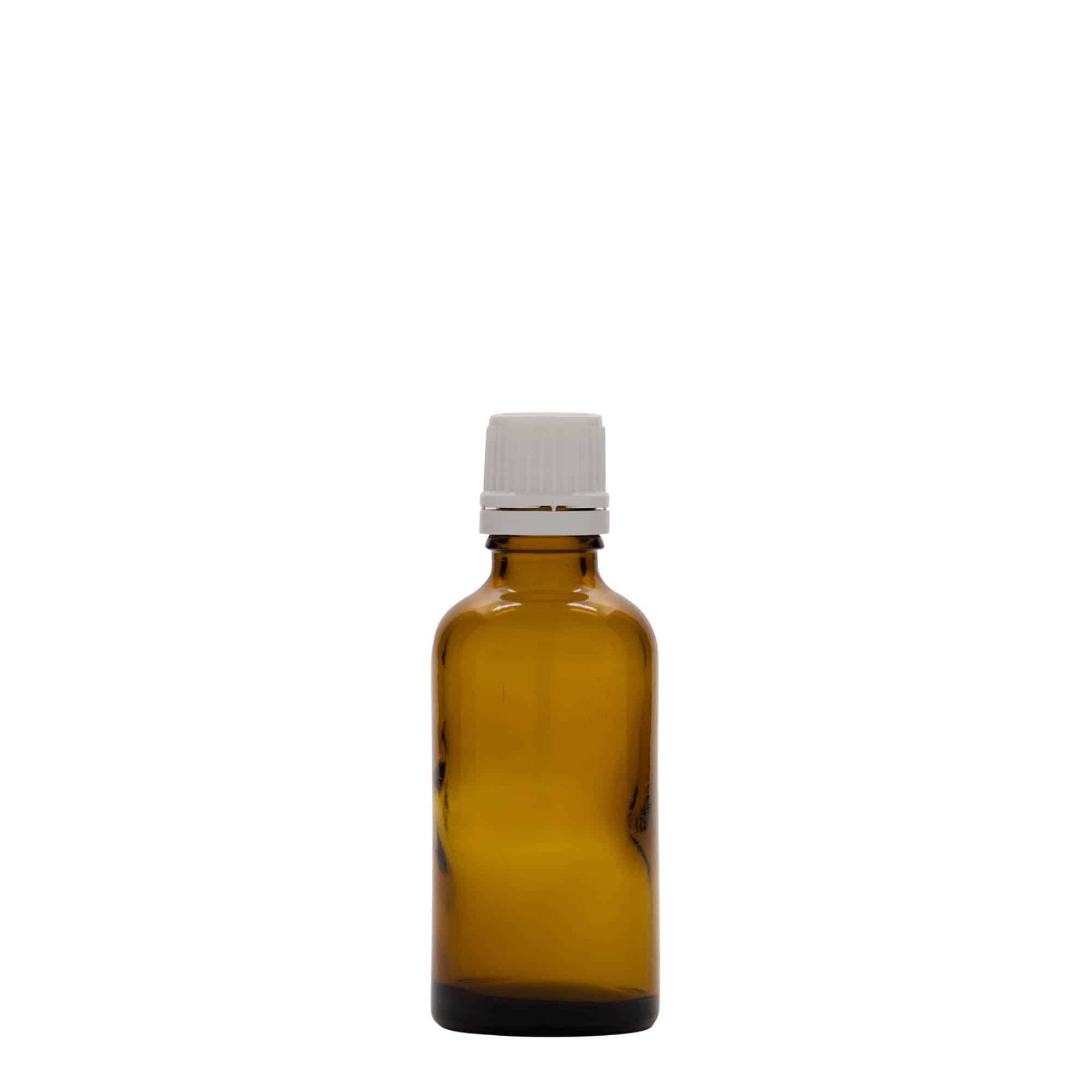 50 ml medicininis buteliukas, stiklas, rudas, anga: DIN 18