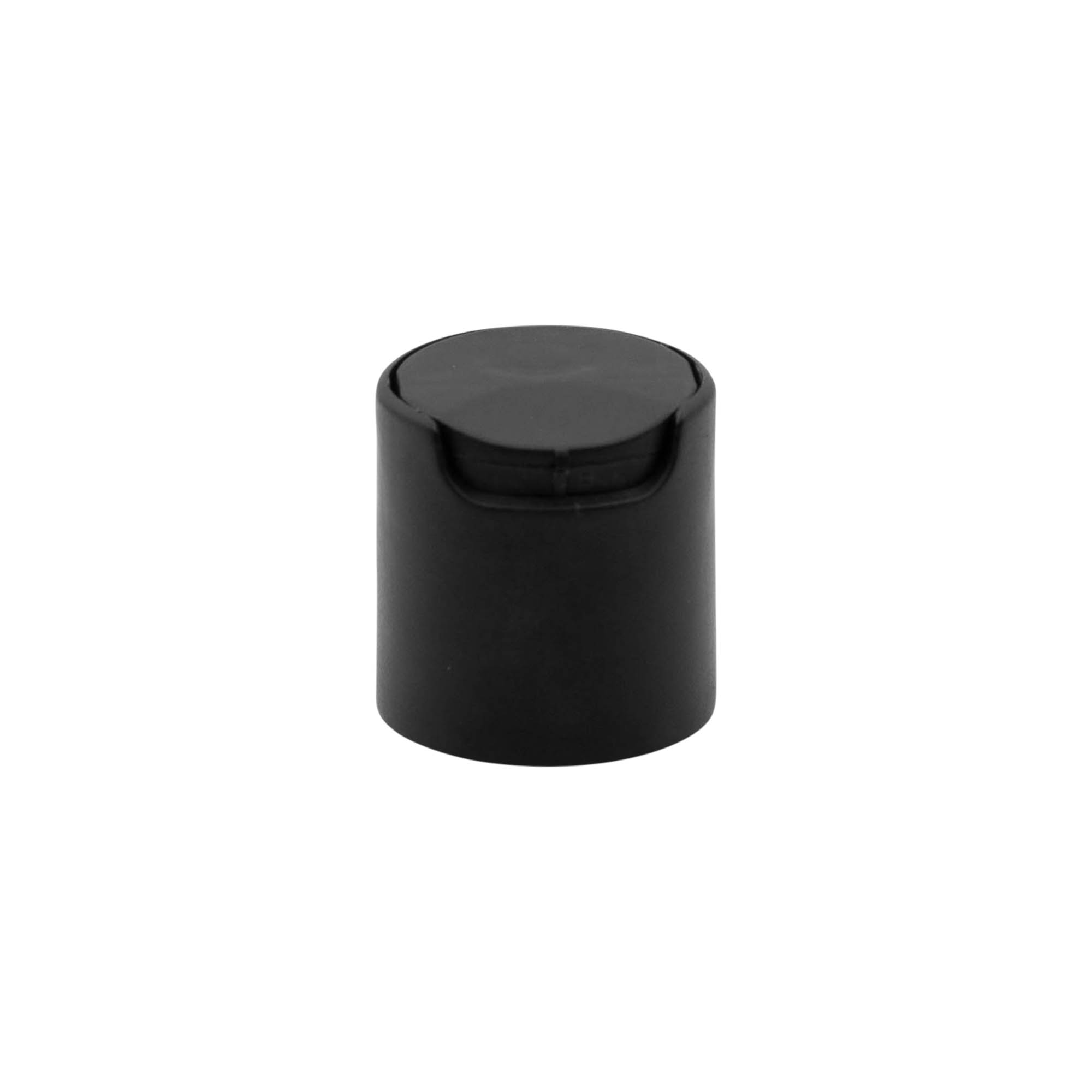 Varžtinis dangtelis Disc Top, PP plastikas, juodas, skersmeniui: 24/410