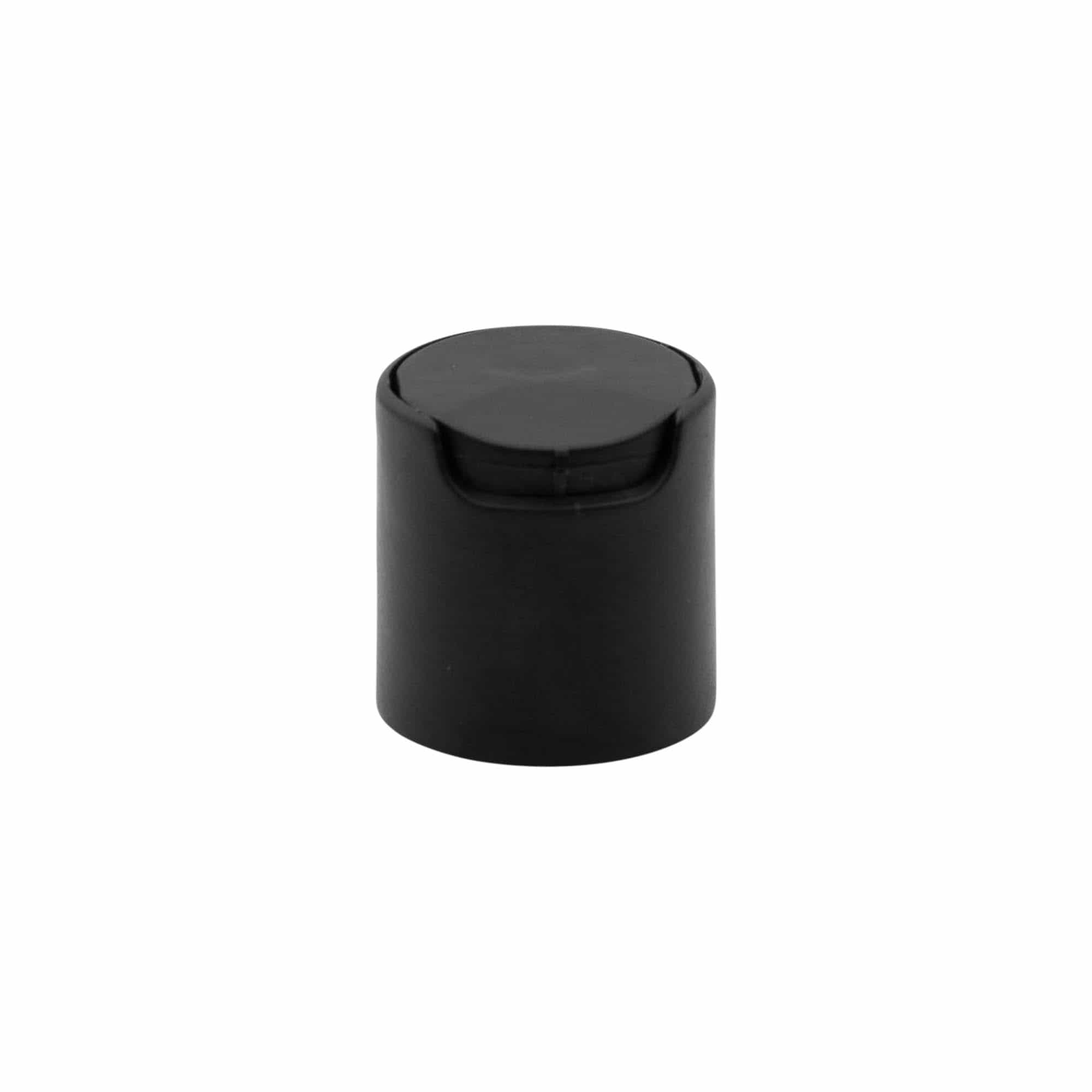Varžtinis dangtelis Disc Top, PP plastikas, juodas, skersmeniui: 24/410