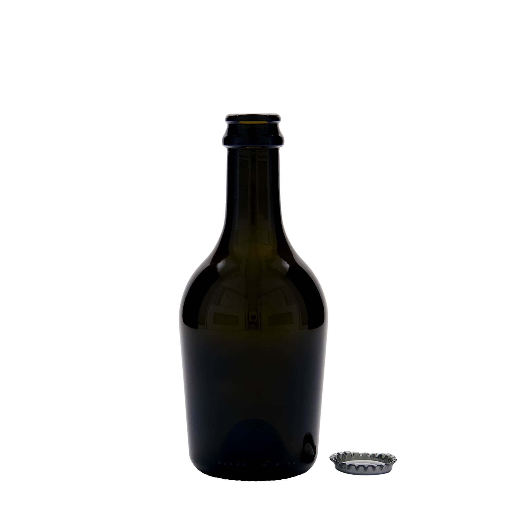 330 ml alaus / putojančio vyno butelis „Butterfly“, stiklas, senovinės žalios spalvos, kamštis: kronkorkas