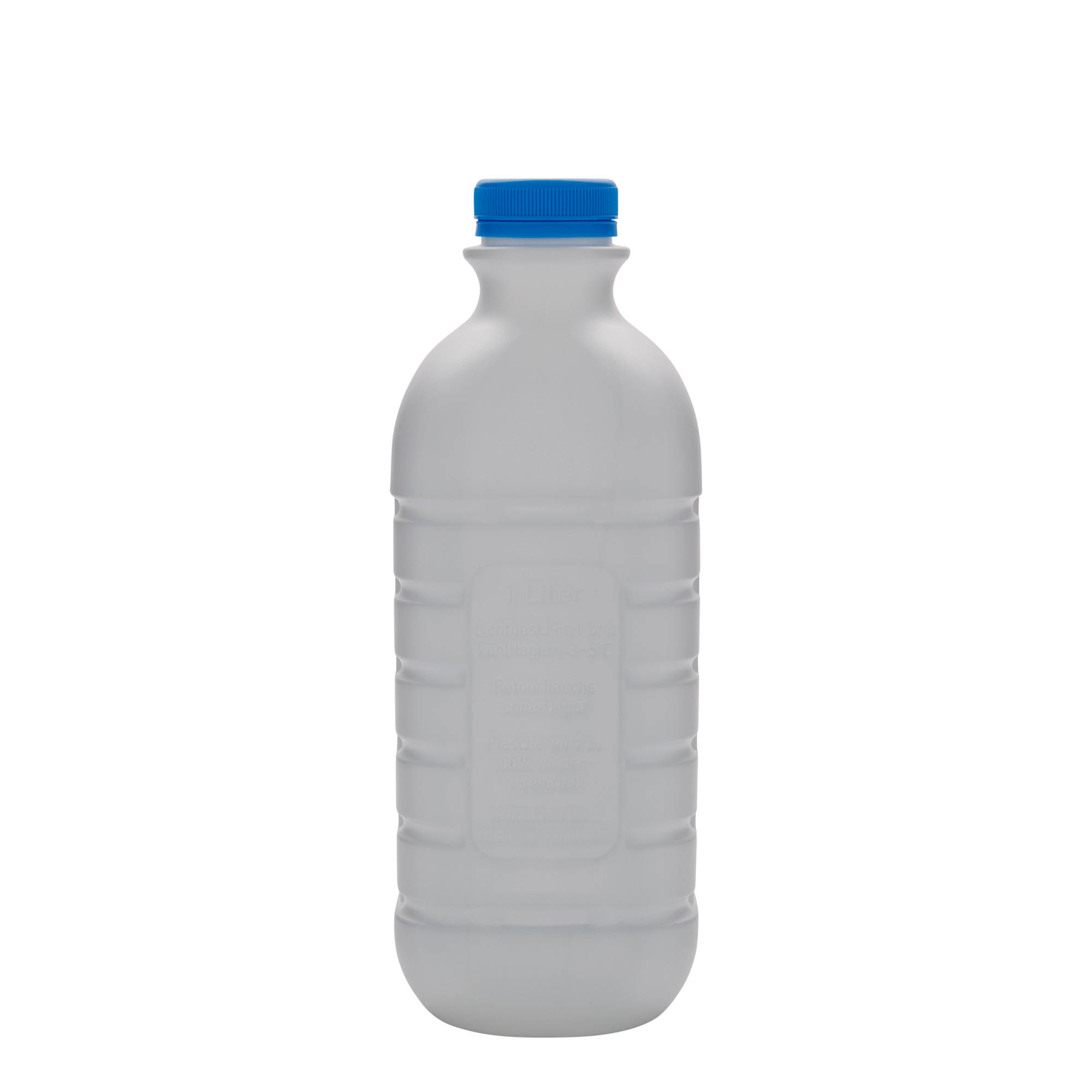 1.000 ml pieno butelis, stačiakampis, HDPE plastikas, baltas, anga: PEHD40