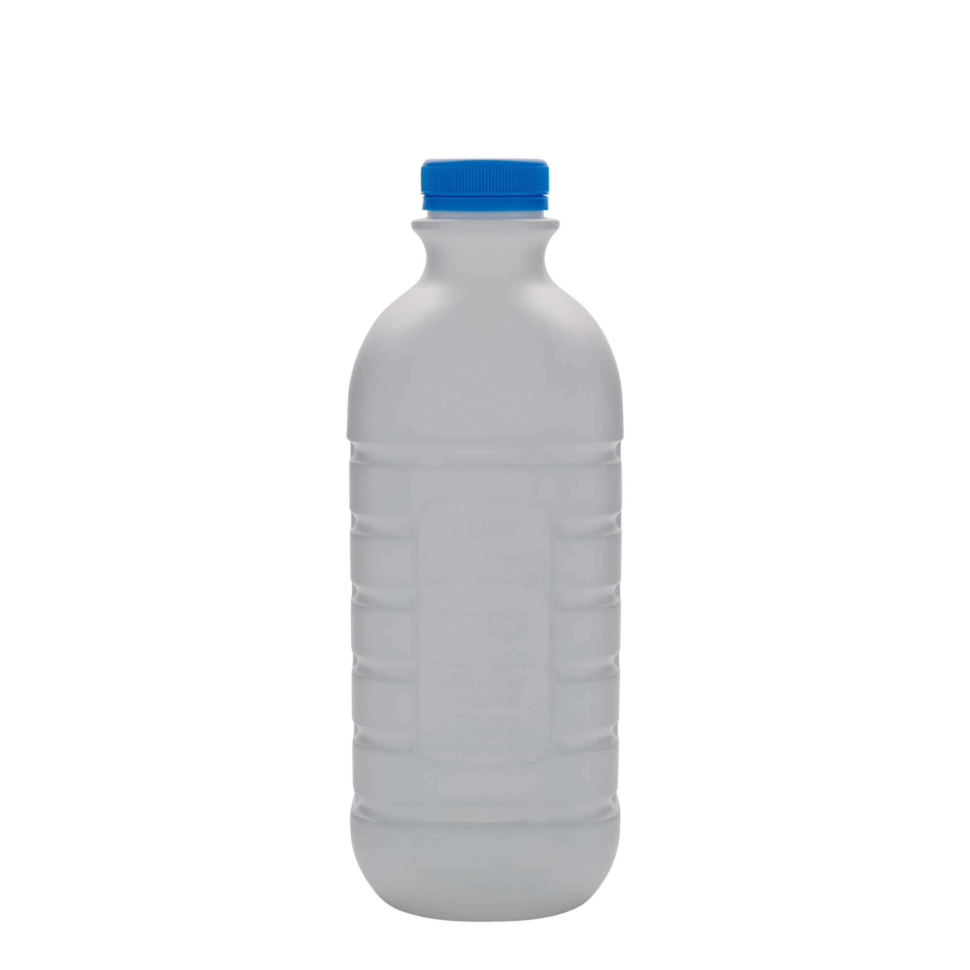 1.000 ml pieno butelis, stačiakampis, HDPE plastikas, baltas, anga: PEHD40