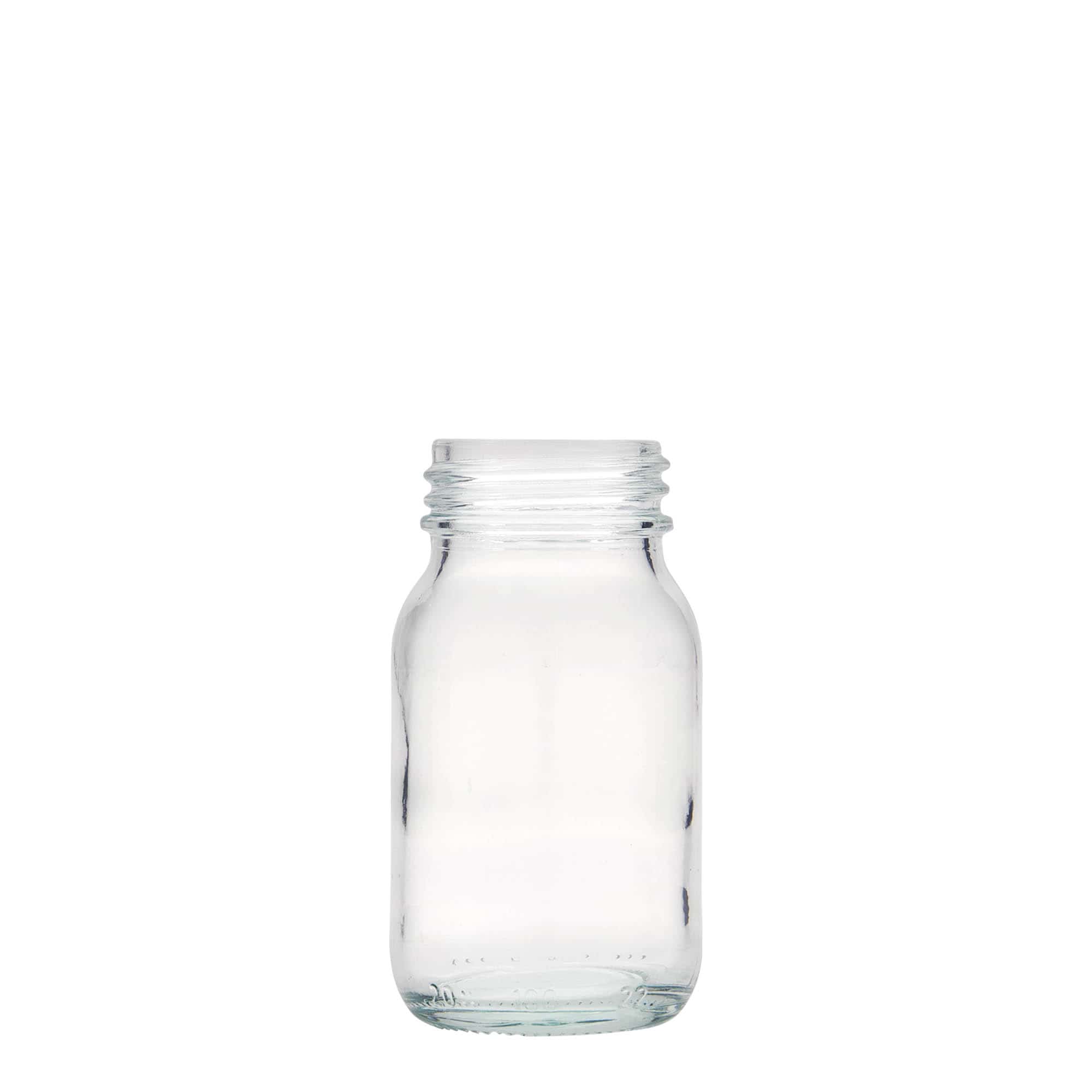 100 ml plataus kaklelio stiklainis, anga: DIN 40 100 ml plataus kaklelio stiklainis, anga: DIN 40
