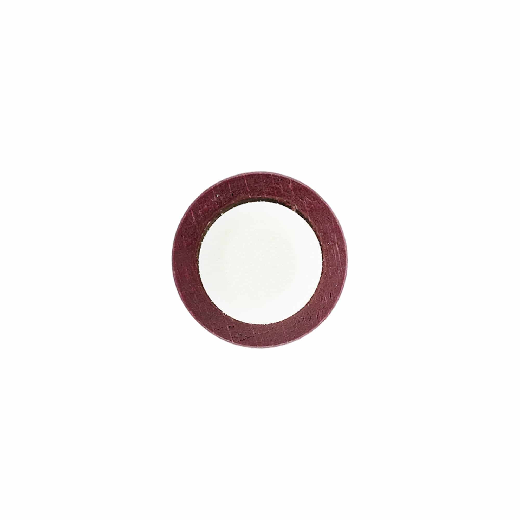 Rankenos kamštis 19 mm, mediena/plastikas, bordo raudonos spalvos, kamščio angai