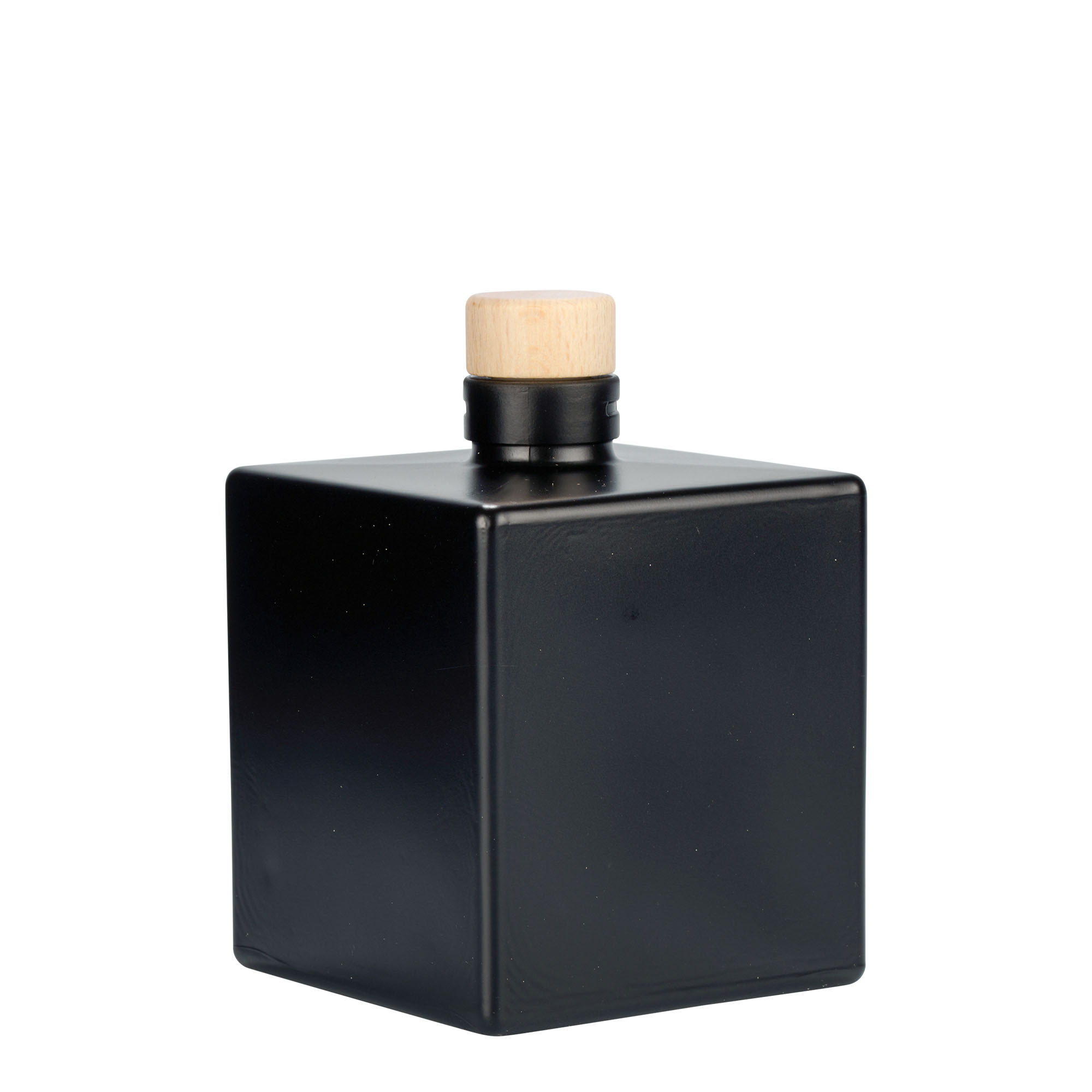 500 ml stiklinis butelis „Cube“, kvadratinis, juodas, anga: kamštis 500 ml stiklinis butelis „Cube“, kvadratinis, juodas, anga: kamštis