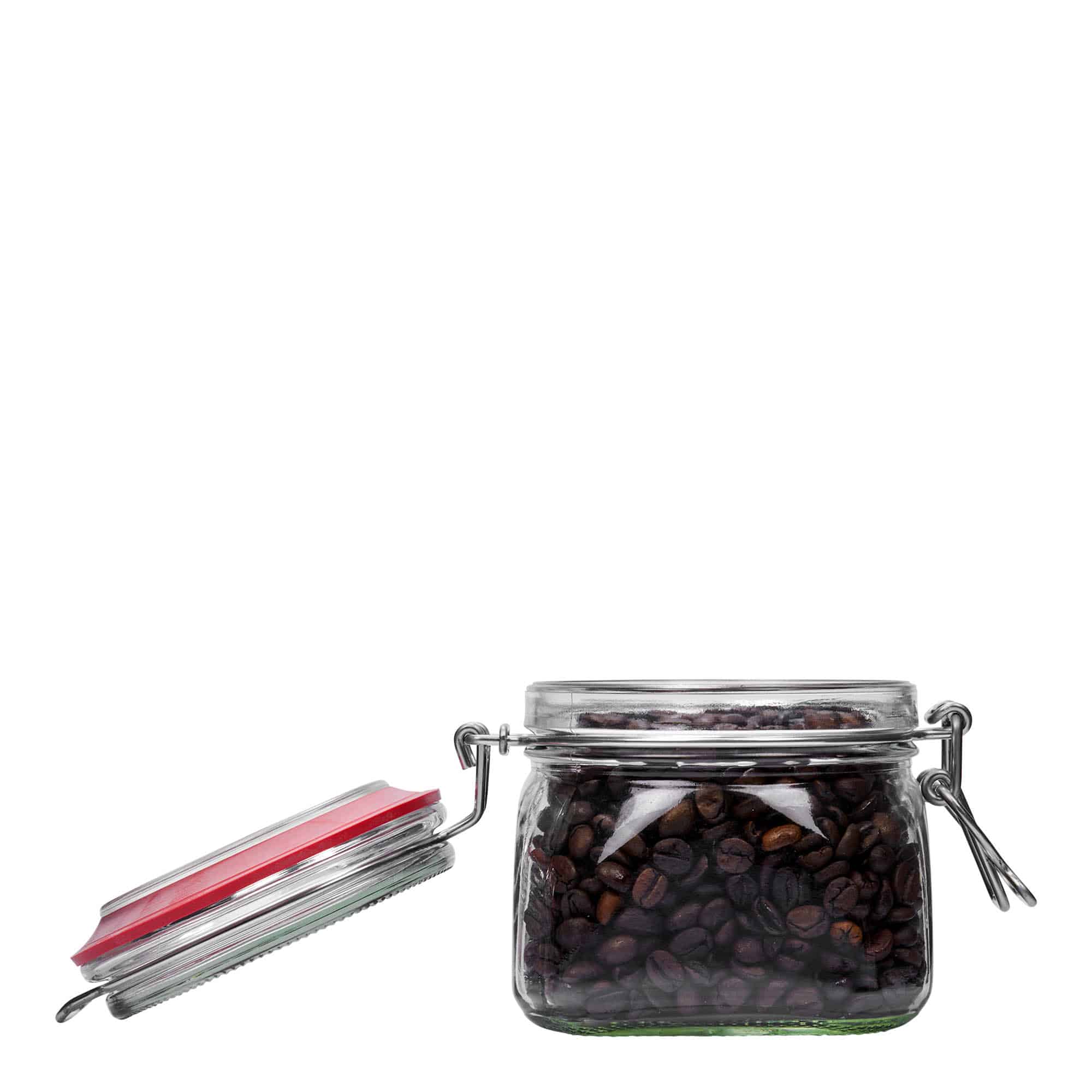 550 ml vielos užsegimo stiklainis, kvadratinis, anga: vielos užsegimas