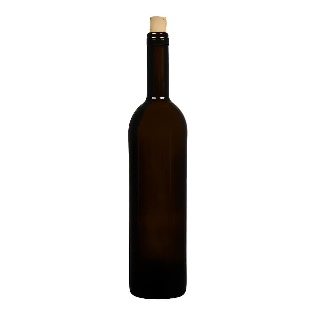 750 ml vyno butelis „Liberty“, senovinės žalios spalvos, kamštis