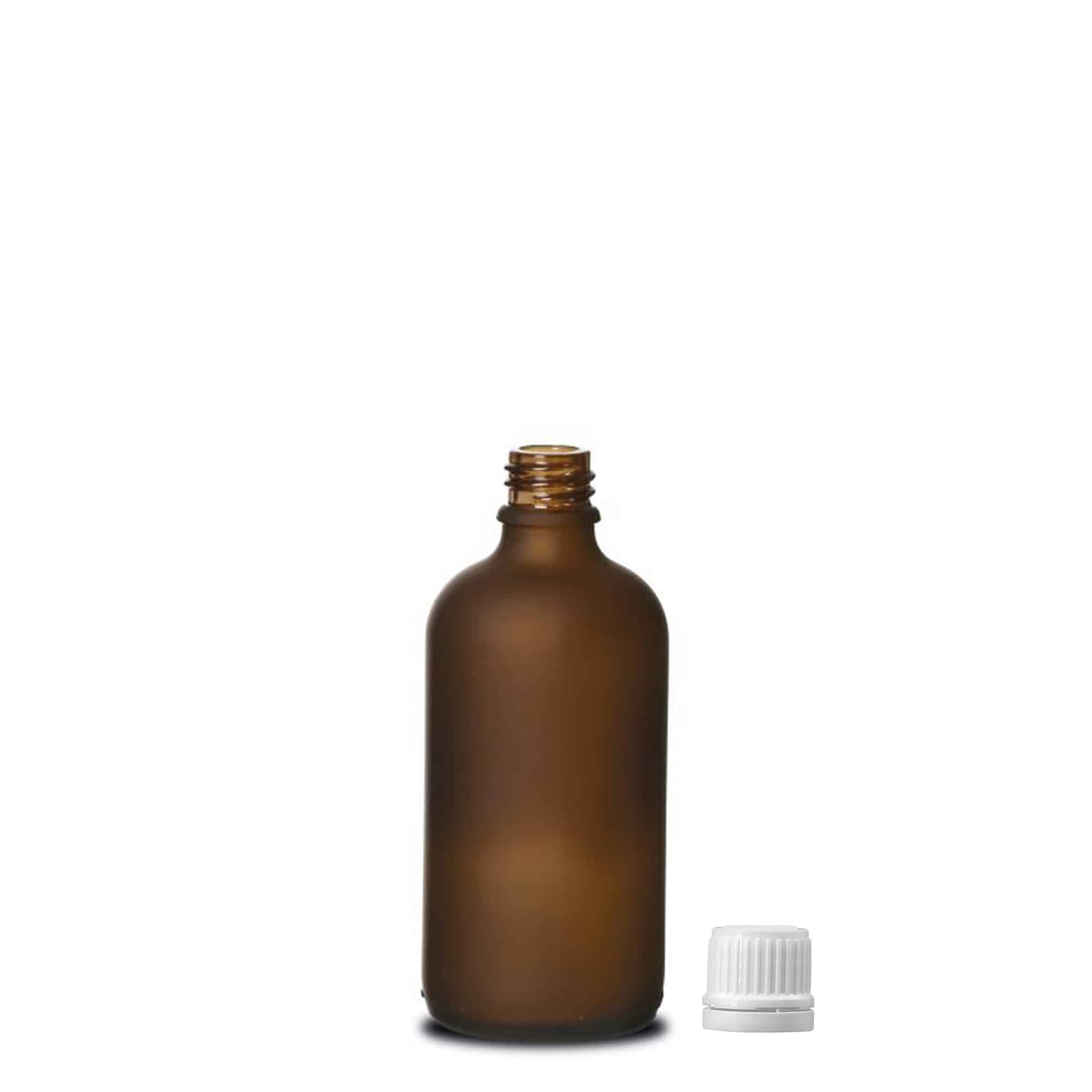 100 ml medicininis buteliukas, stiklas, rudas matinis, anga: DIN 18