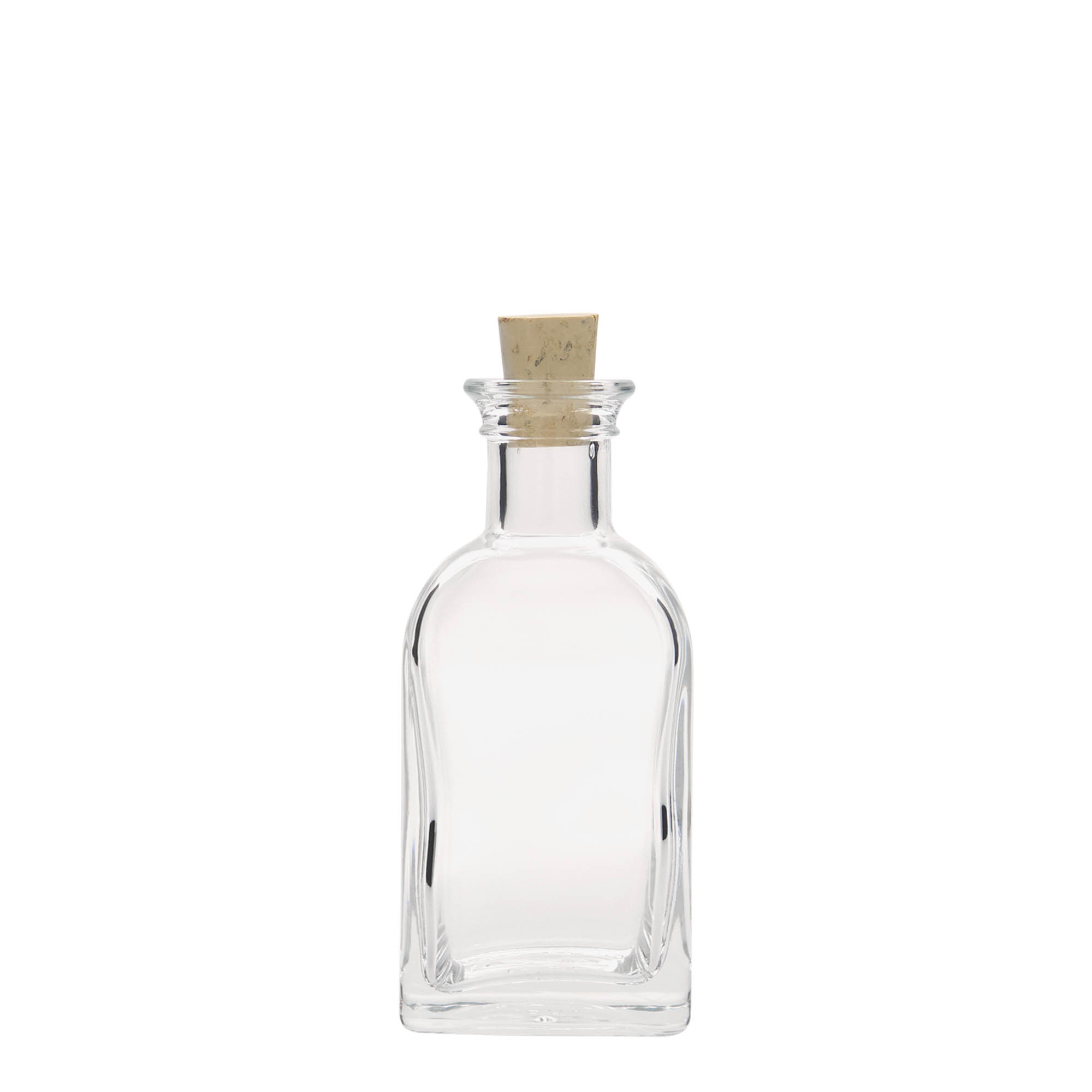 100 ml stiklinis buteliukas Apotheker Carré, kvadratinis, anga: kamštis 100 ml stiklinis buteliukas Apotheker Carré, kvadratinis, anga: kamštis